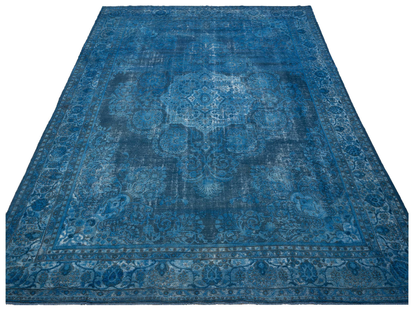 Vintage 125487 Dark Blue 10.6x13.5 Hand Knotted Rug