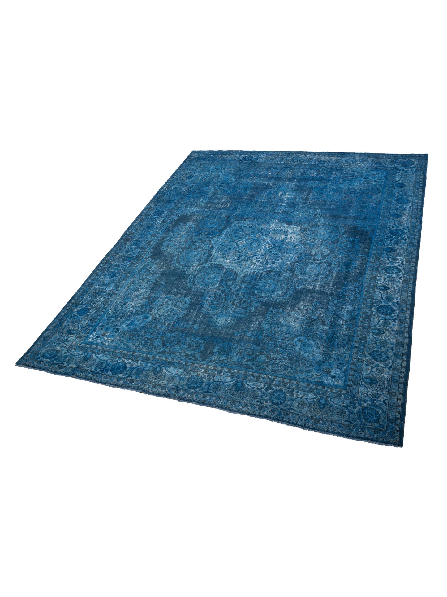 Vintage 125487 Dark Blue 10.6x13.5 Hand Knotted Rug