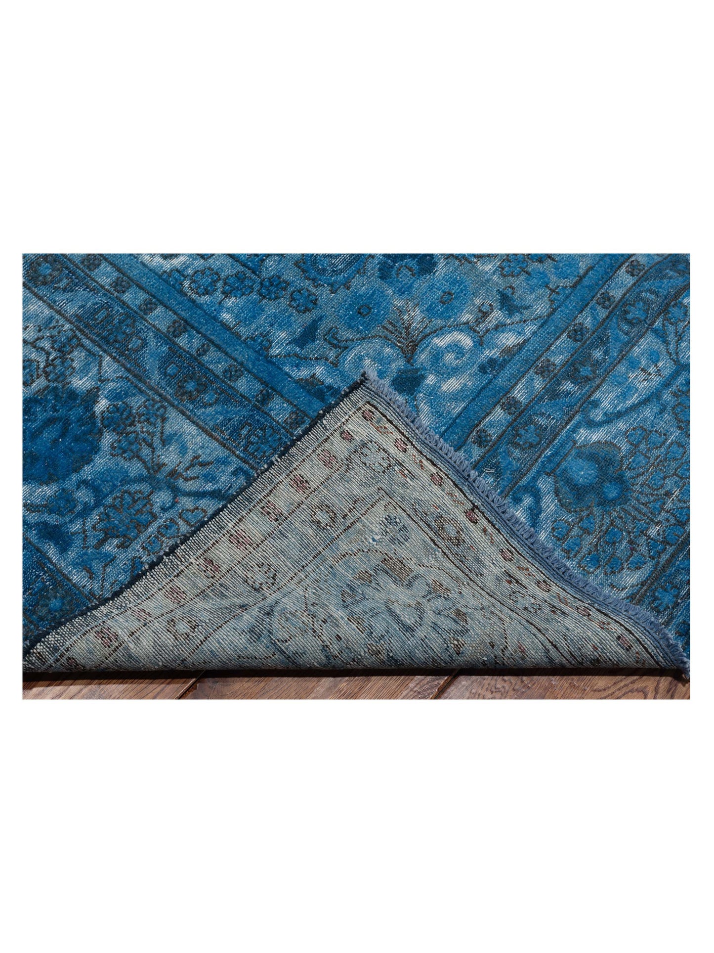 Vintage 125487 Dark Blue 10.6x13.5 Hand Knotted Rug