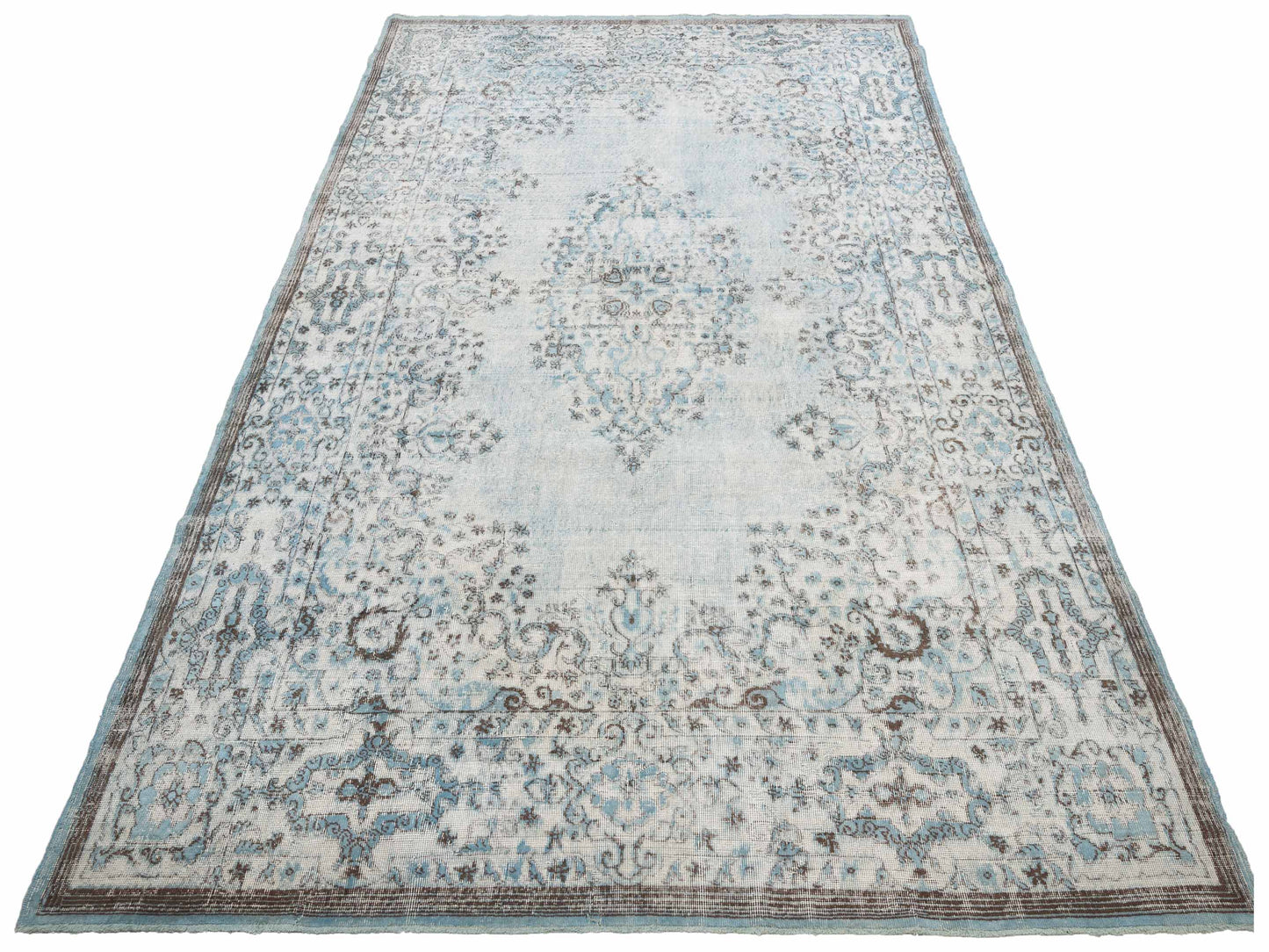 Vintage 125490 Light Blue 8.11x13.3 Hand Knotted Rug