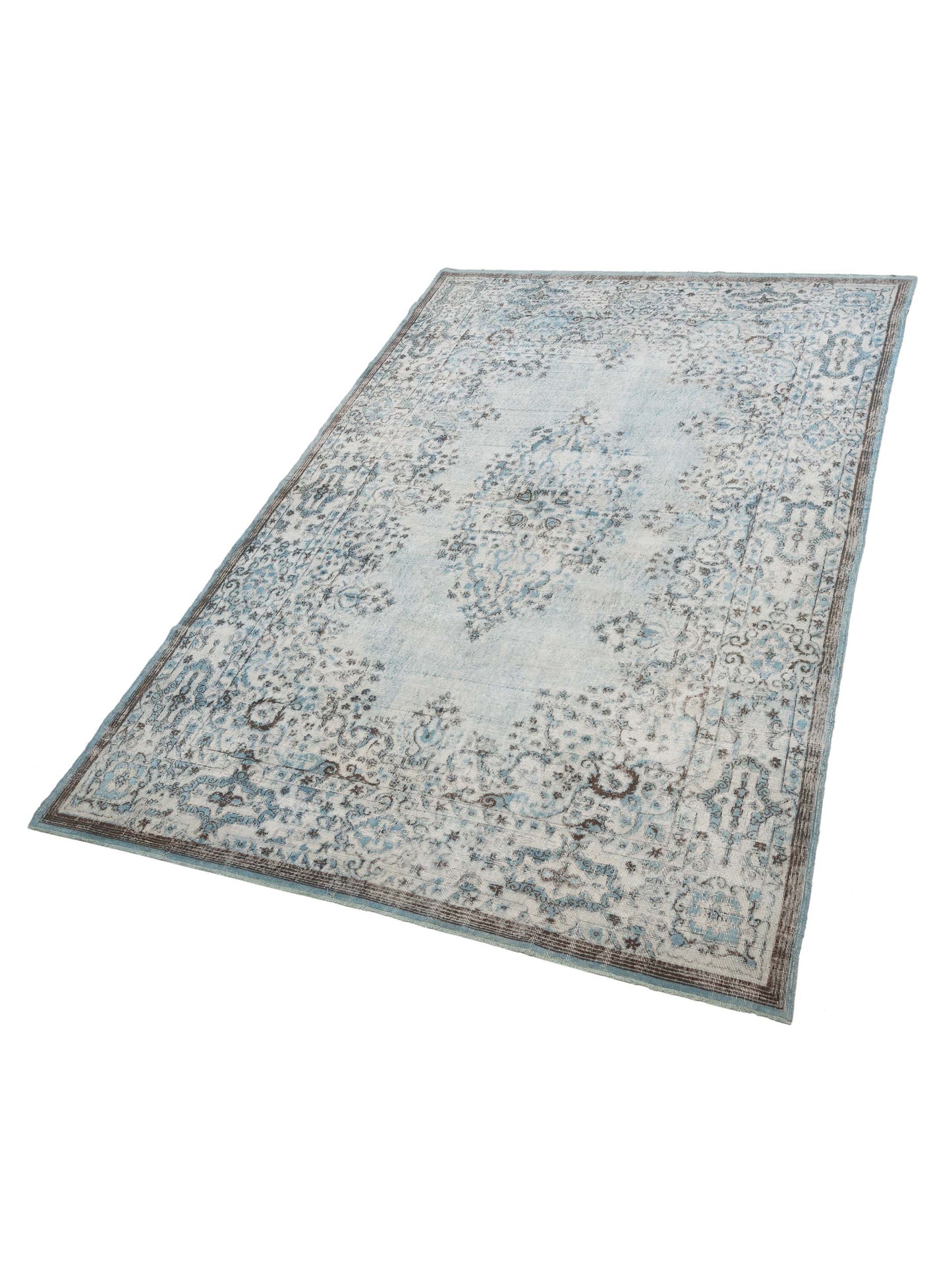 Vintage 125490 Light Blue 8.11x13.3 Hand Knotted Rug