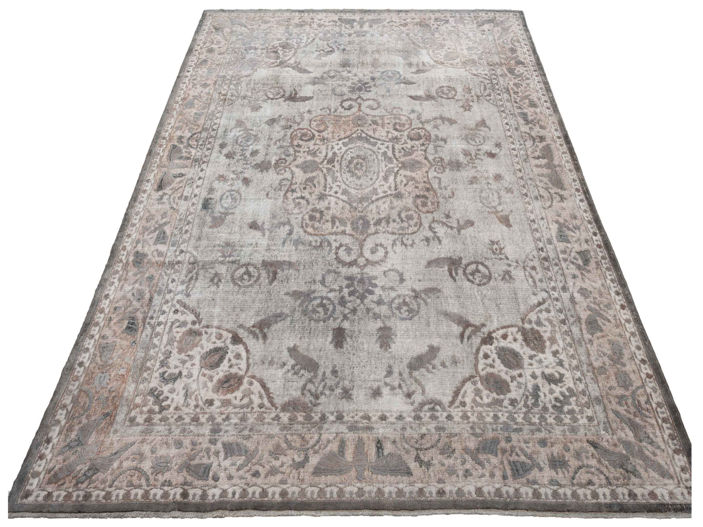 Vintage 125493 Light Gray 8.10x12.3 Hand Knotted Rug