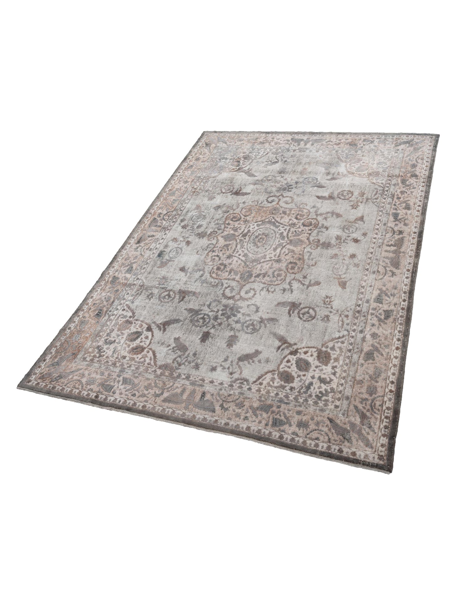 Vintage 125493 Light Gray 8.10x12.3 Hand Knotted Rug