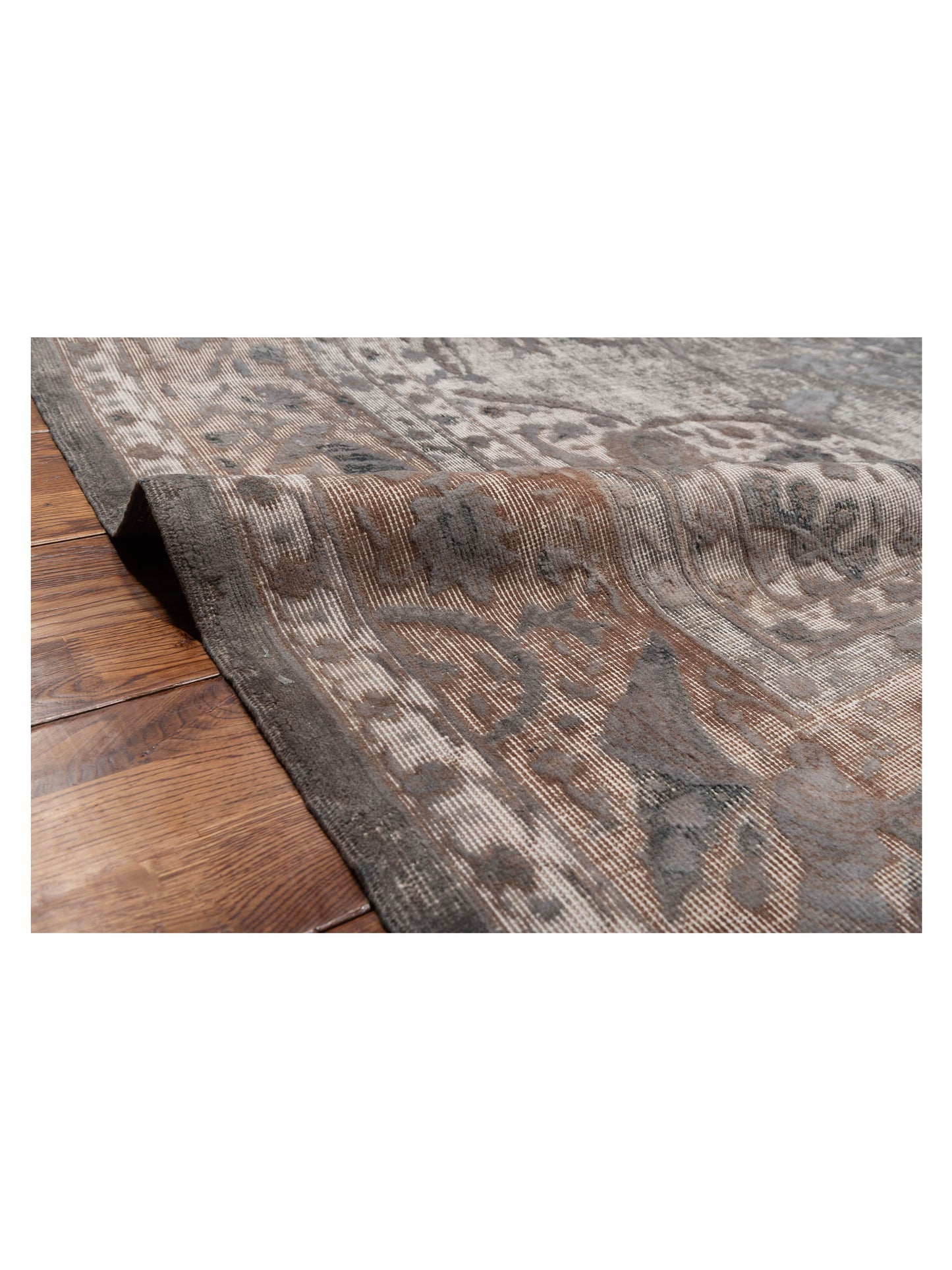 Vintage 125493 Light Gray 8.10x12.3 Hand Knotted Rug