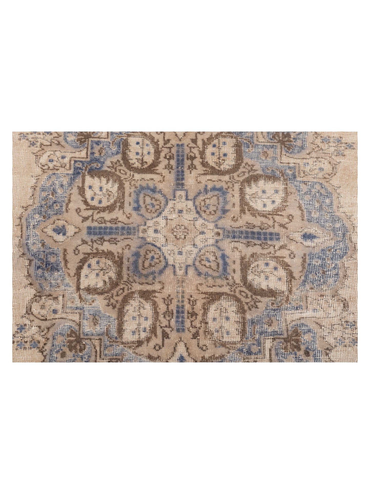 Vintage 125509 Ivory Blue 7.1x10.3 Hand Knotted Rug