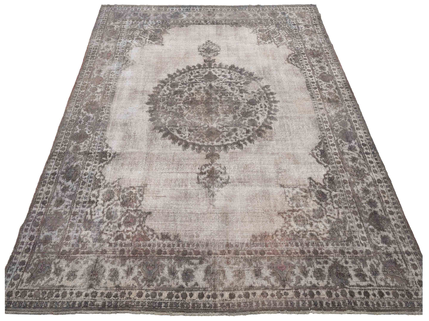 Vintage 125519 Light Gray 8.11x11.7 Hand Knotted Rug