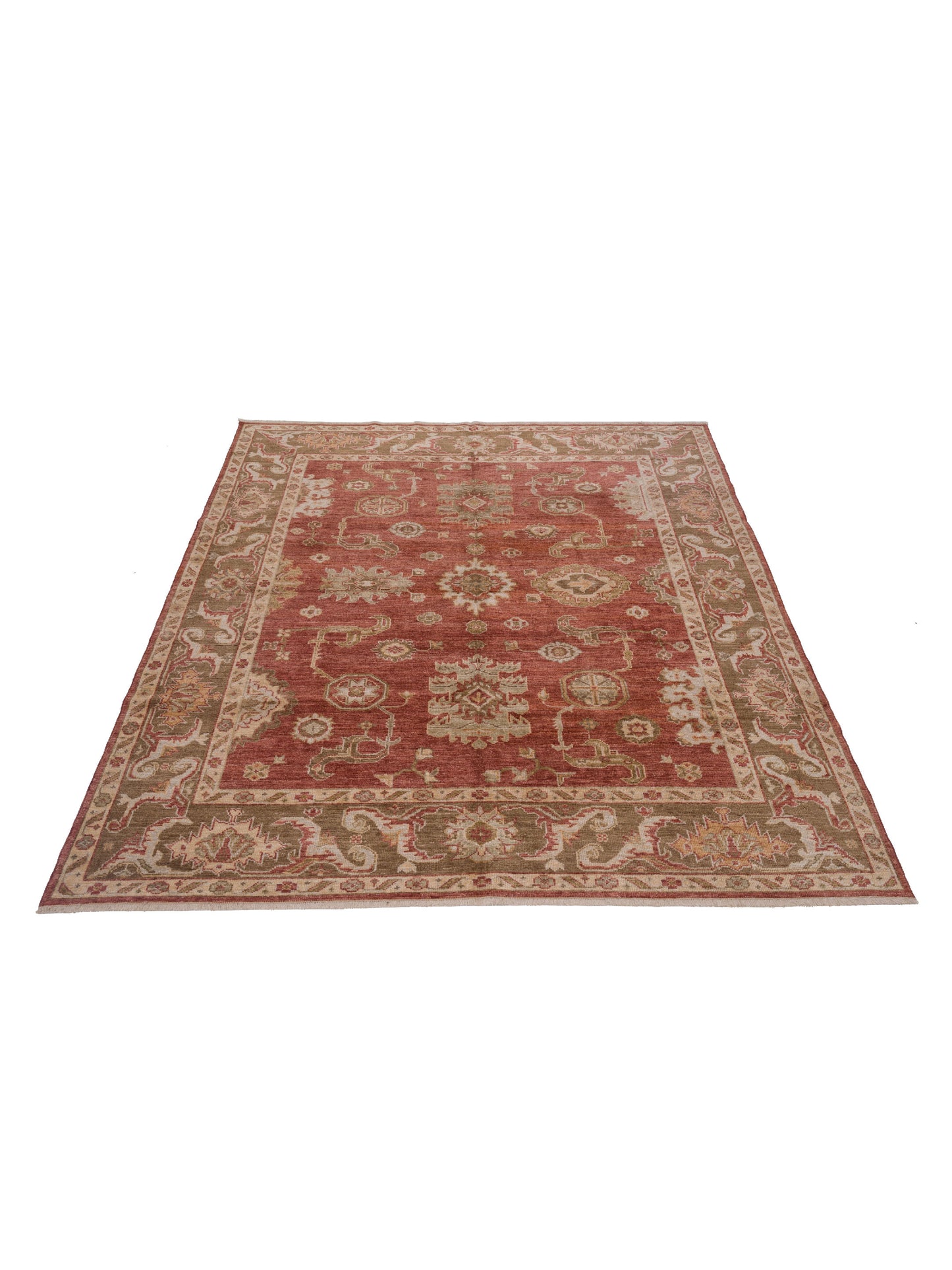 Angora Oushak 125539 Rust Brown 7.10x8.10 Hand Knotted Rug