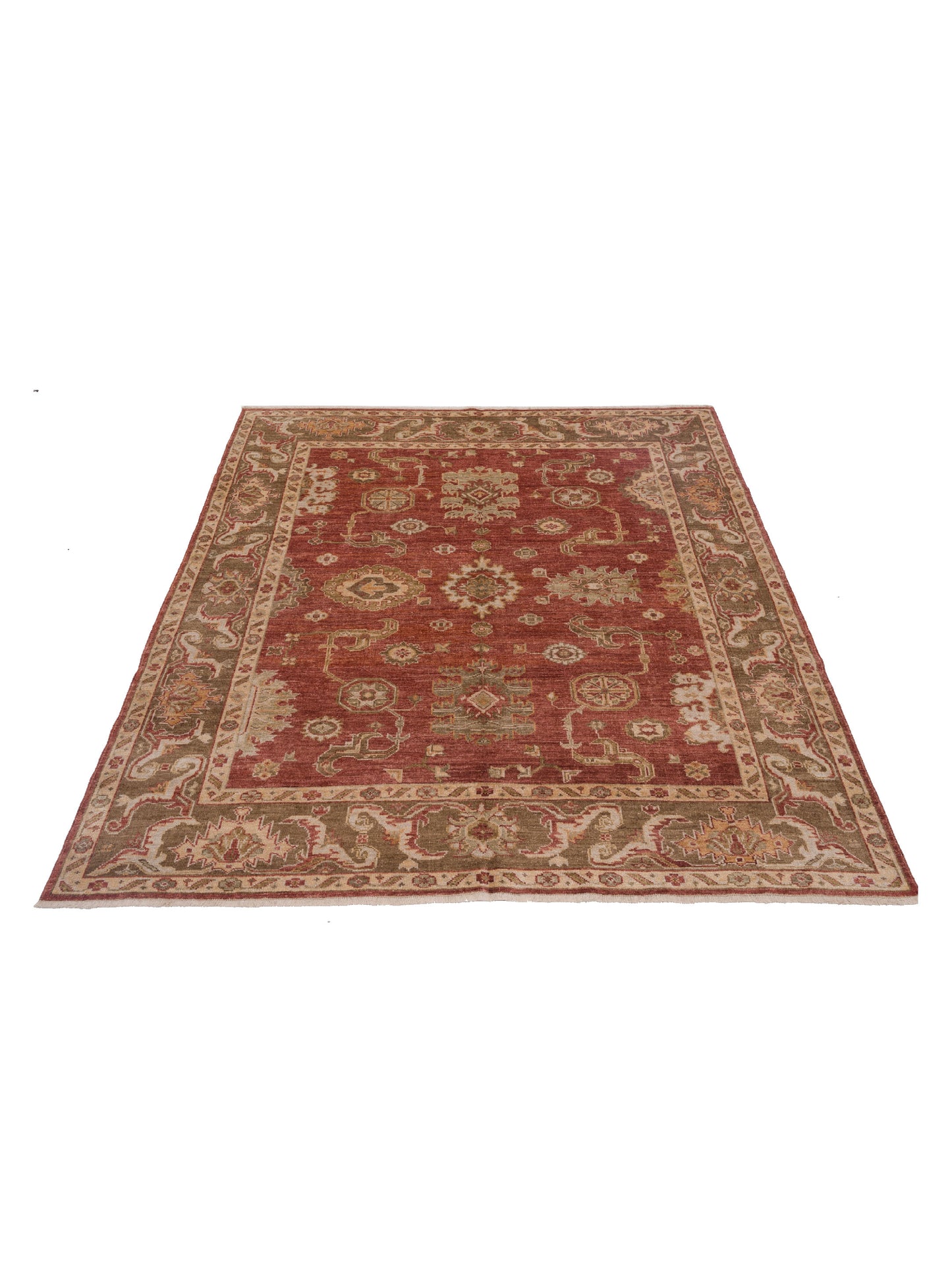 Angora Oushak 125539 Rust Brown 7.10x8.10 Hand Knotted Rug