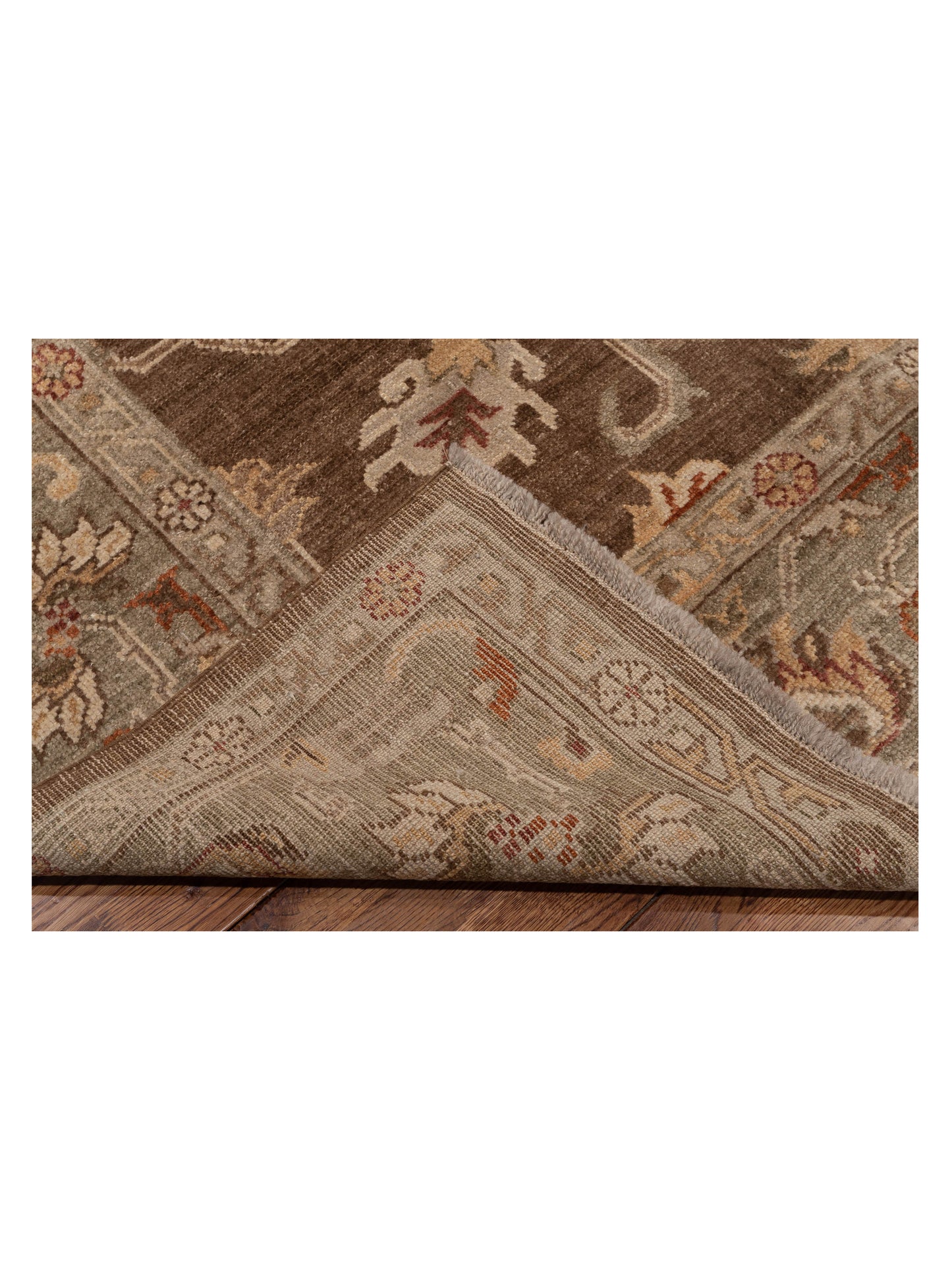 Angora Oushak 125549 Brown Green 7.9x9.5 Hand Knotted Rug