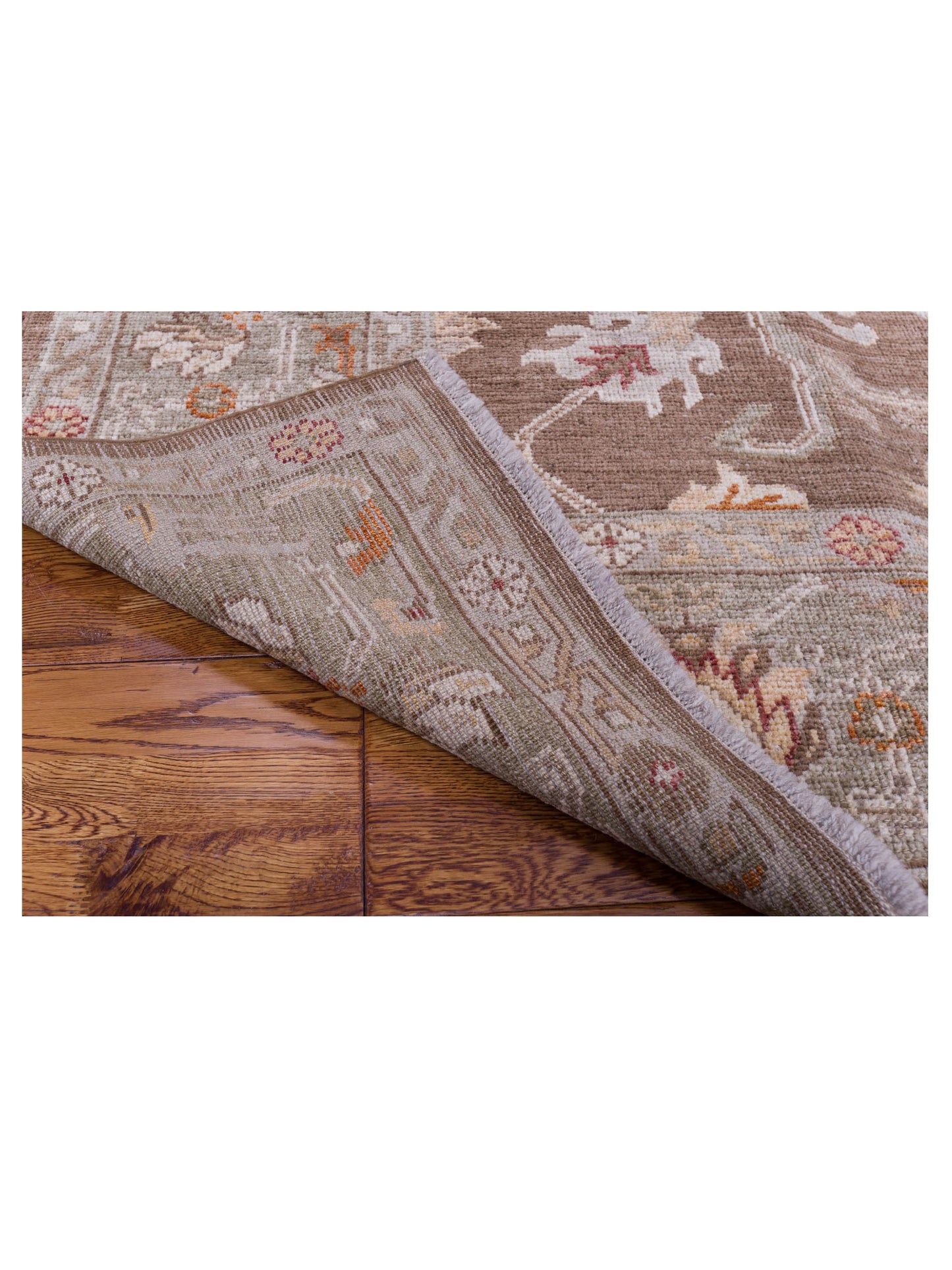 Angora Oushak 125549 Brown Green 7.9x9.5 Hand Knotted Rug