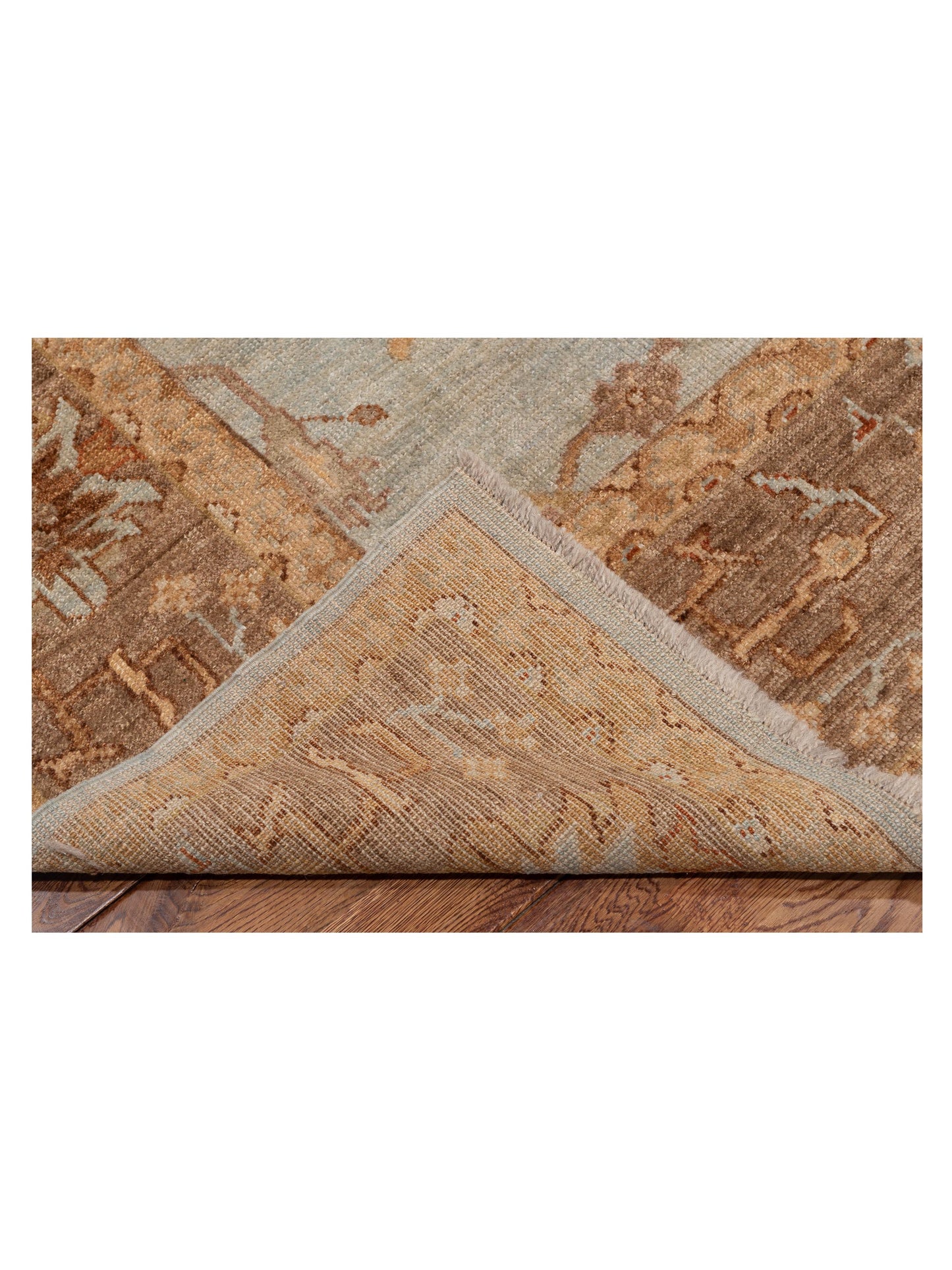 Angora Oushak 125558 Ice Blue Brown 7.8x9.5 Hand Knotted Rug