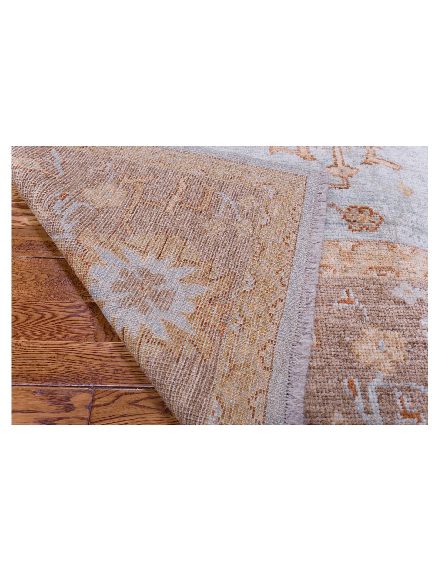 Angora Oushak 125558 Ice Blue Brown 7.8x9.5 Hand Knotted Rug