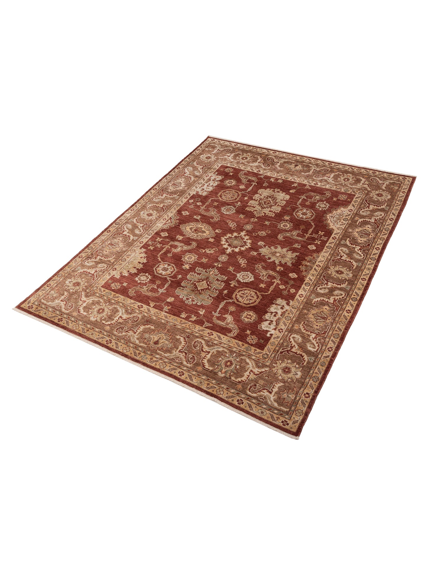 Angora Oushak 125565 Rust Brown 8.10x11.1 Hand Knotted Rug