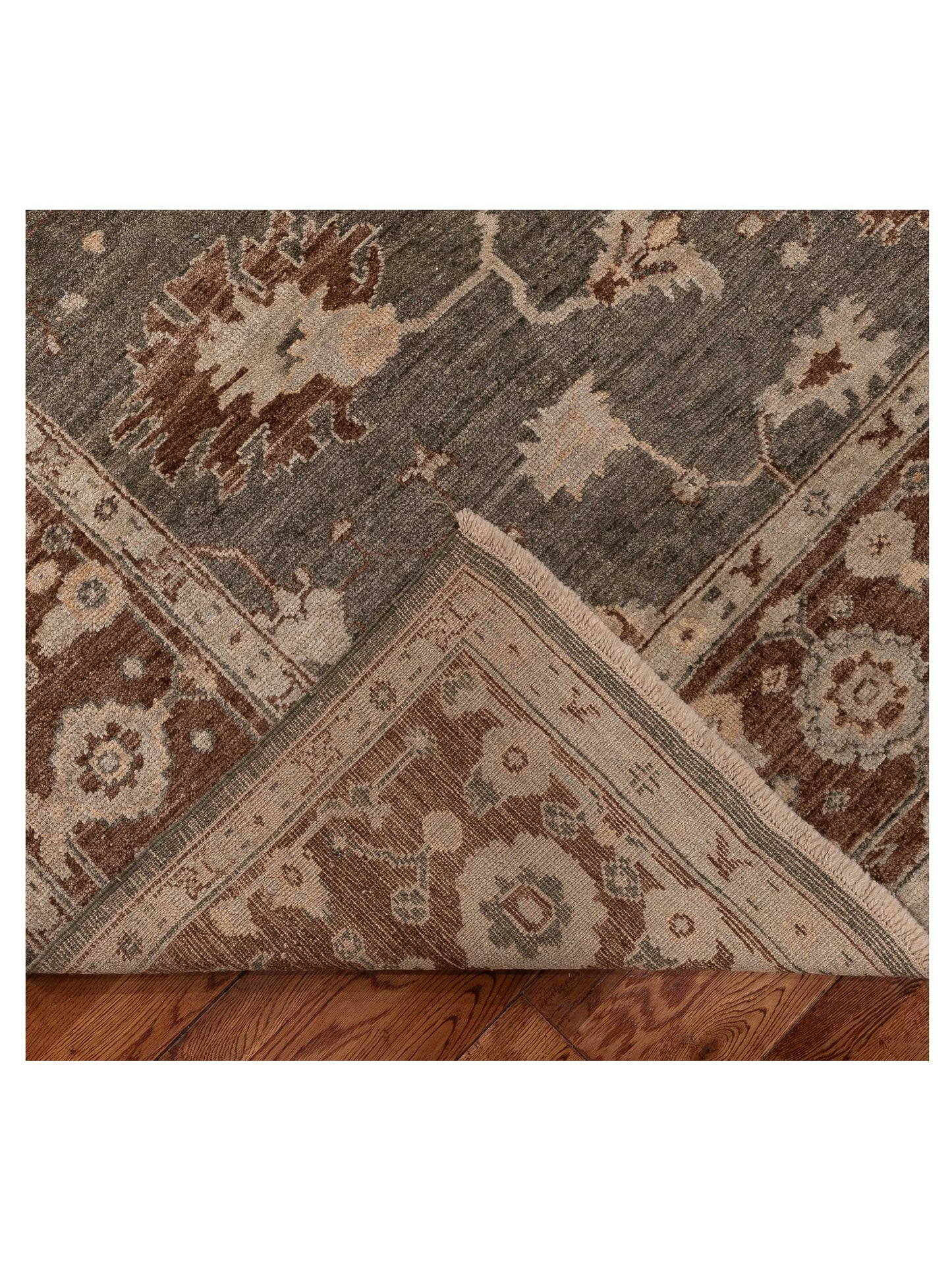Angora Oushak 125581 Green Brown 8.9x10.8 Hand Knotted Rug