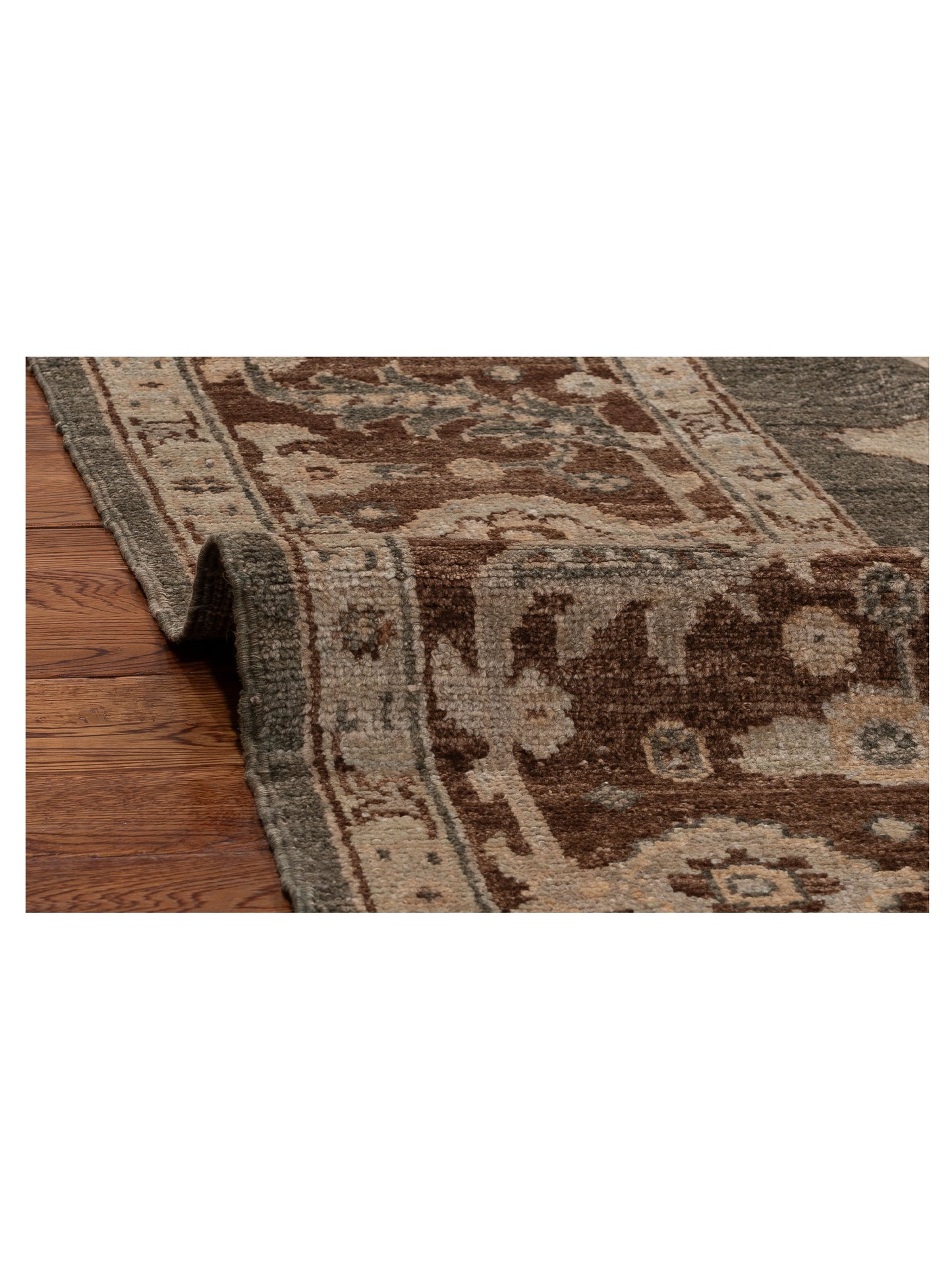 Angora Oushak 125581 Green Brown 8.9x10.8 Hand Knotted Rug