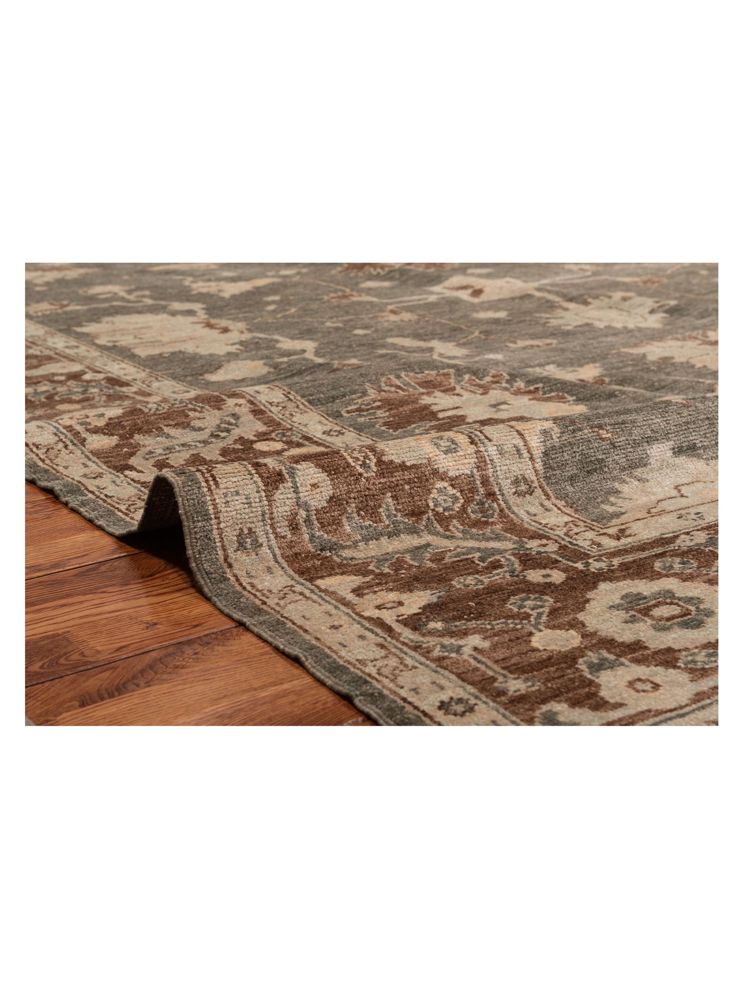 Angora Oushak 125581 Green Brown 8.9x10.8 Hand Knotted Rug