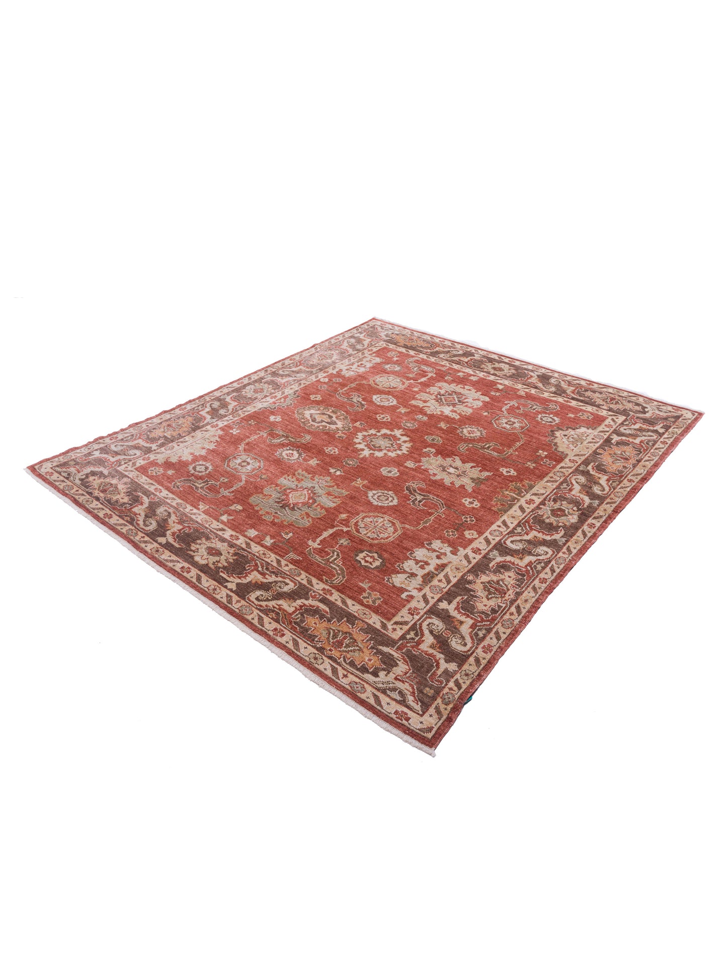 Angora Oushak 125584 Rust Brown 7.10x8.8 Hand Knotted Rug