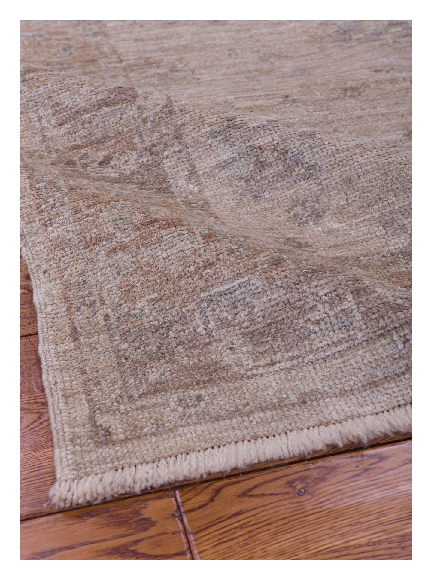 Angora Oushak 125615 Beige Brown 4x5.4 Hand Knotted Rug