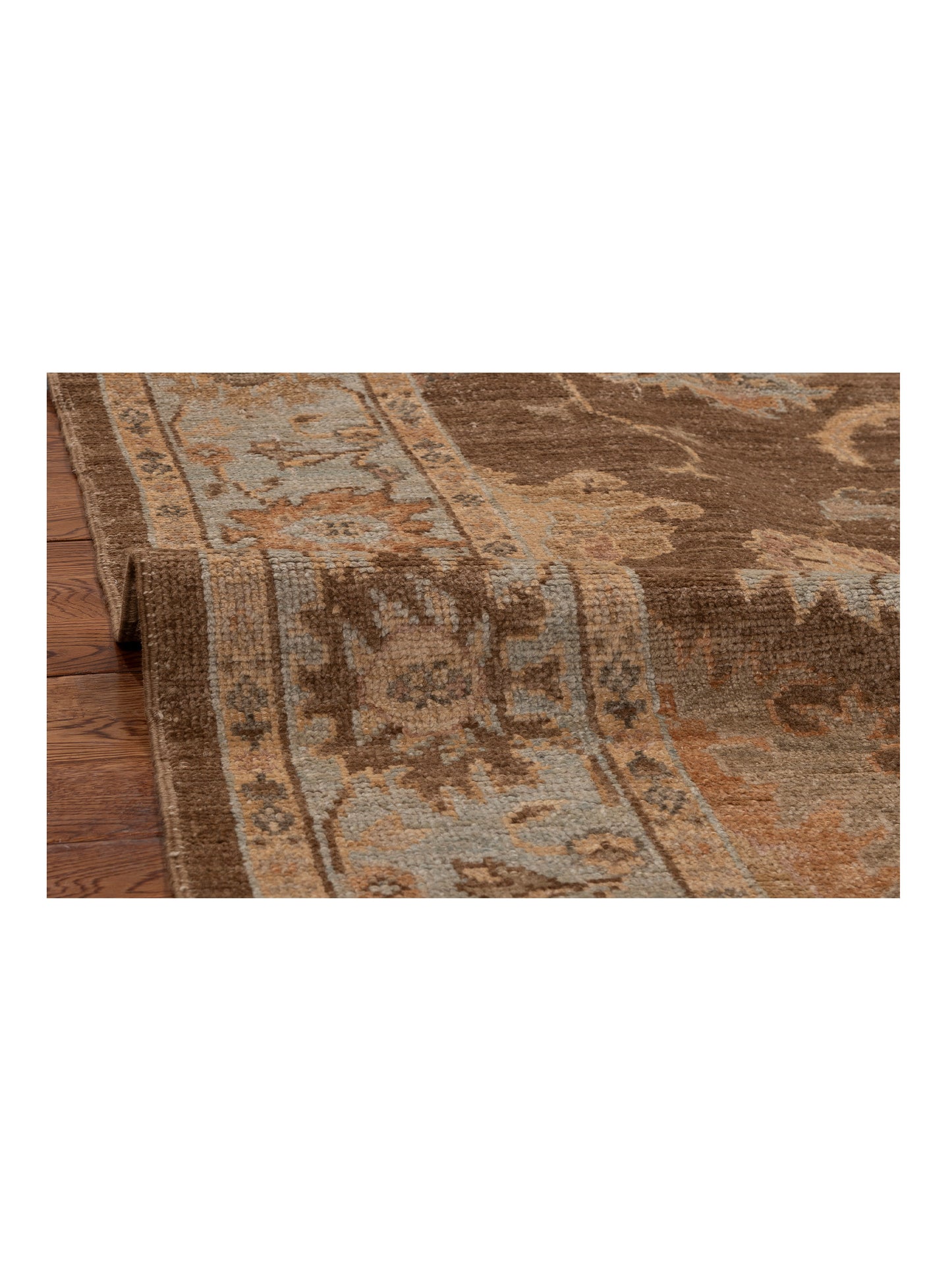 Angora Oushak 125721 Brown Ice Blue 6x8.8 Hand Knotted Rug