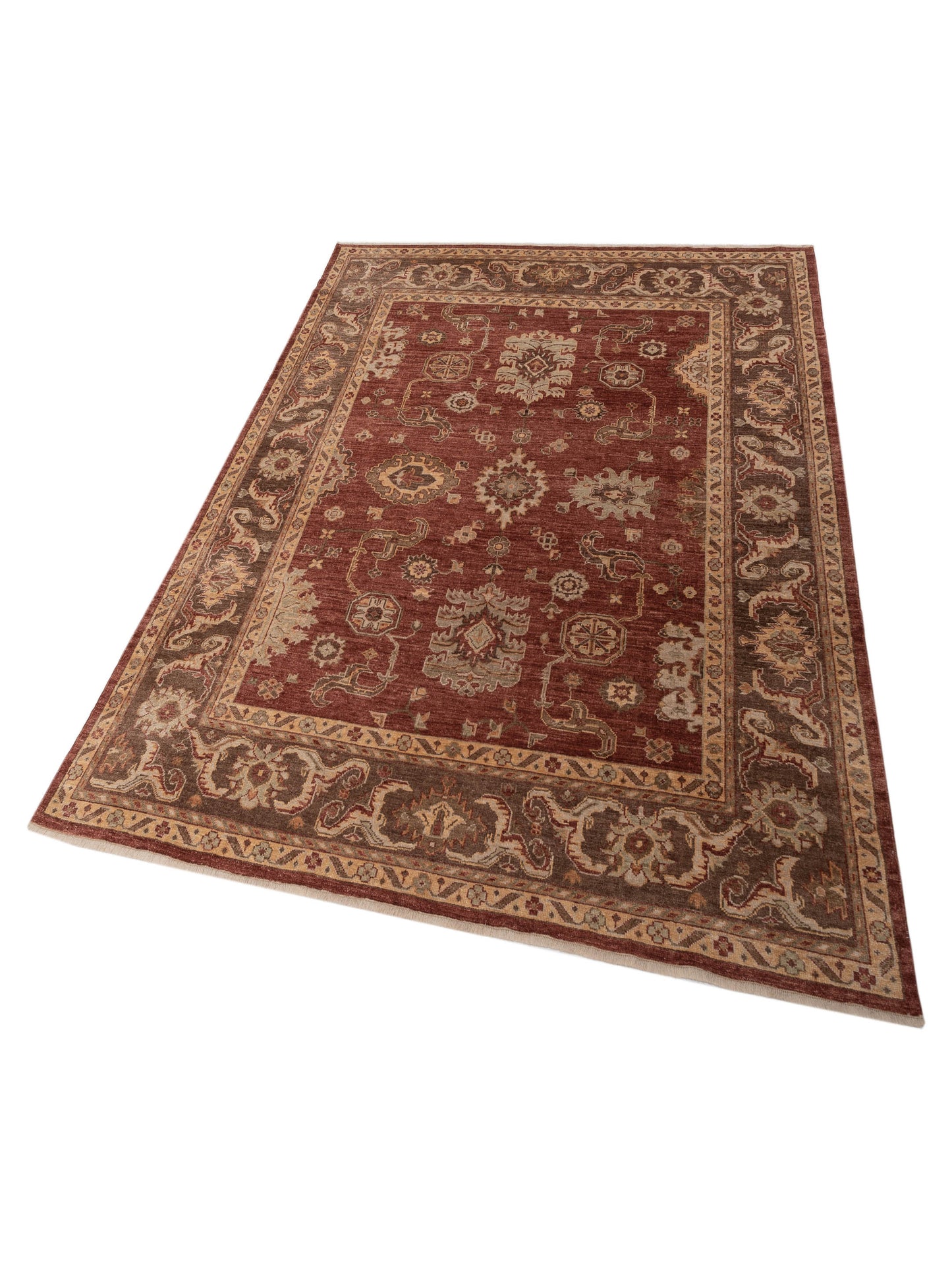 Angora Oushak 125752 Rust Brown 8.7x10.9 Hand Knotted Rug