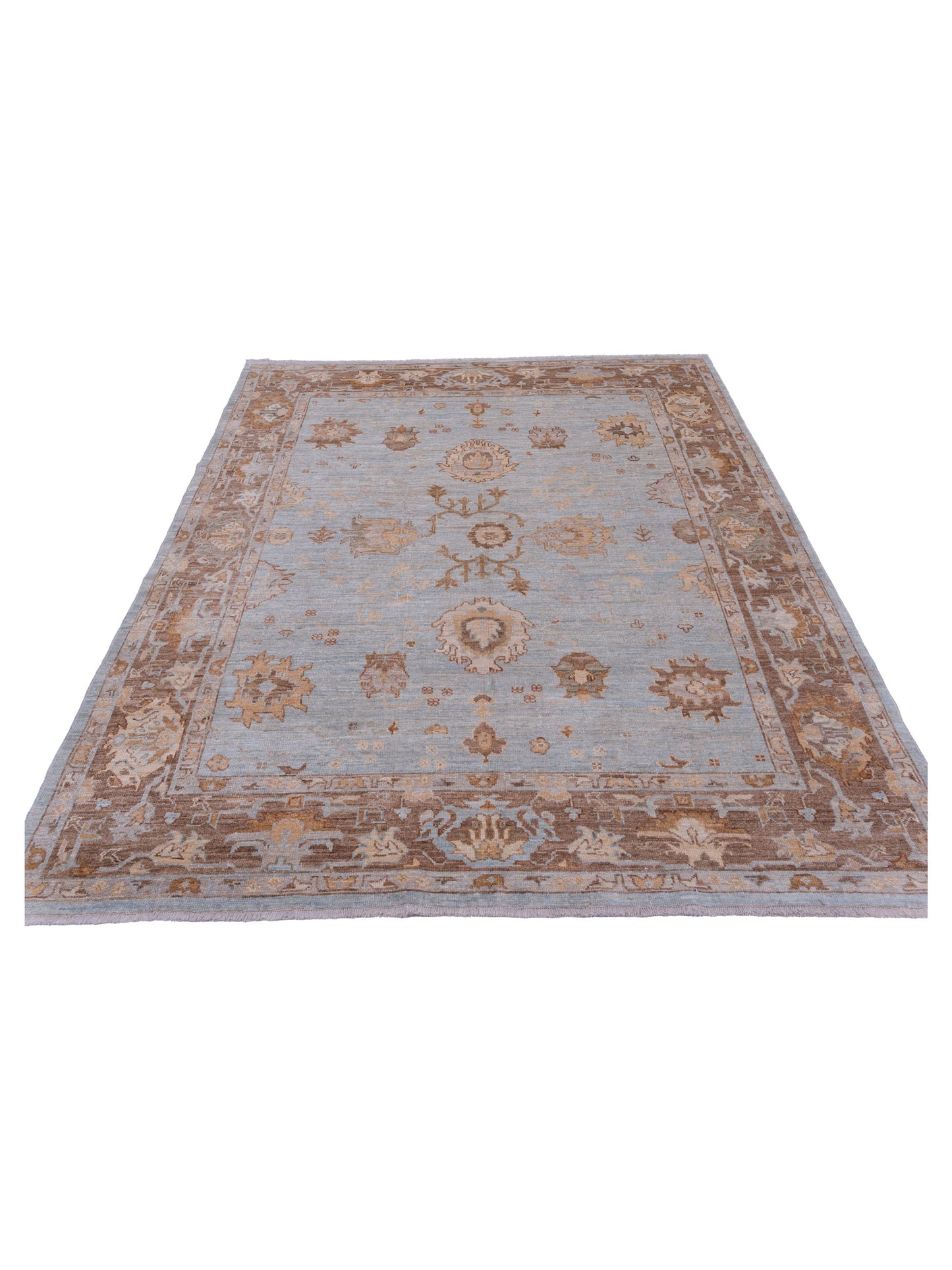 Angora Oushak 125770 Blue Brown 7.10x9.9 Hand Knotted Rug