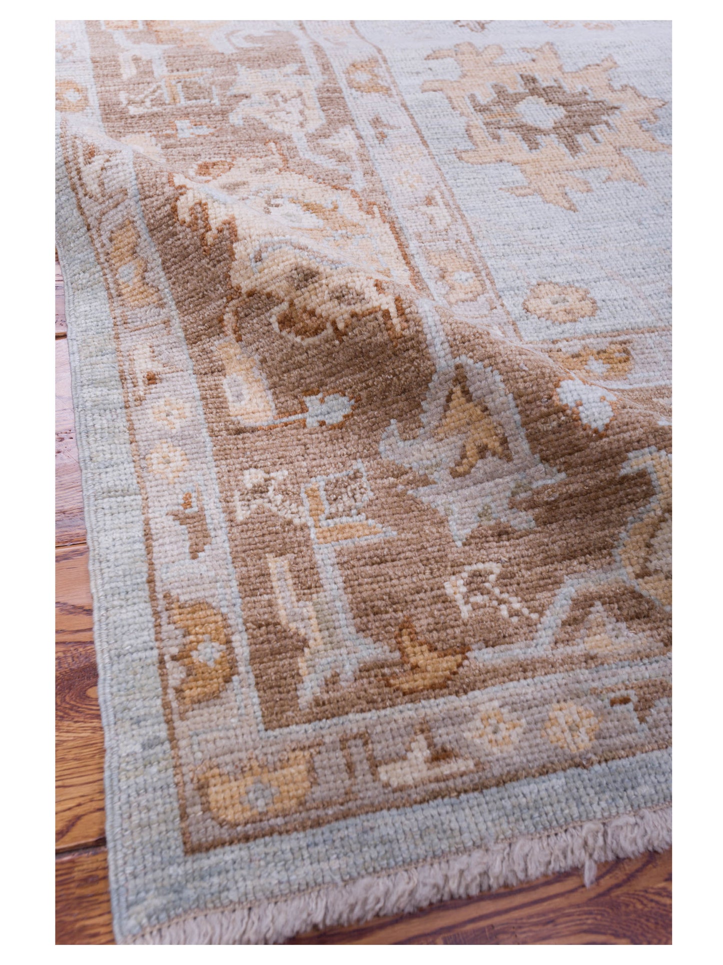 Angora Oushak 125770 Blue Brown 7.10x9.9 Hand Knotted Rug