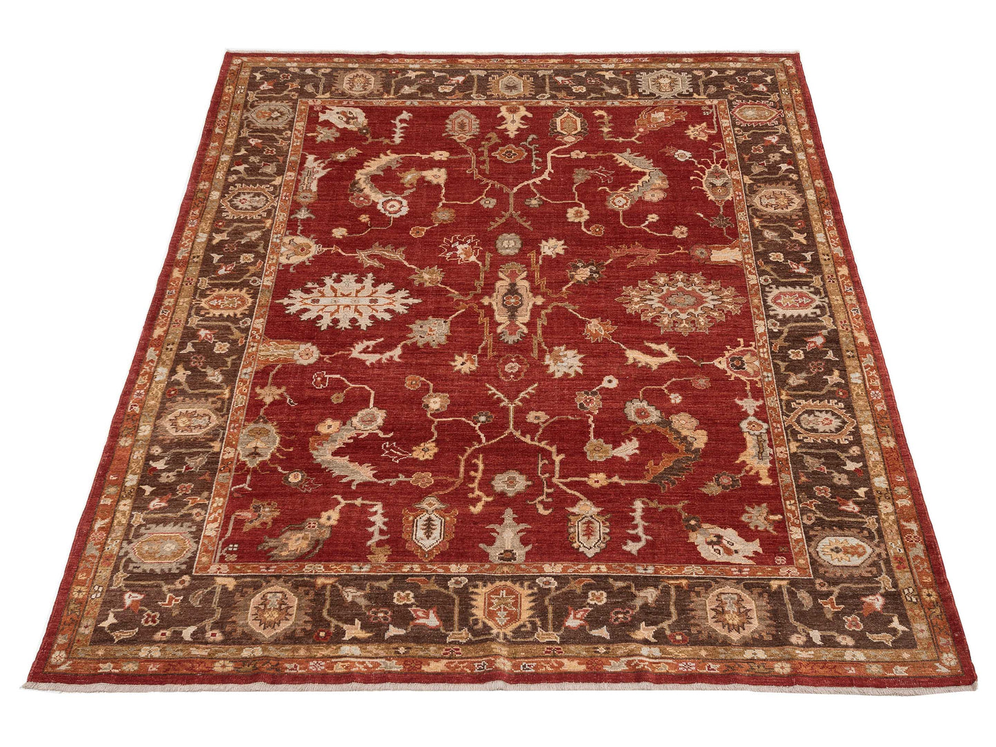 Angora Oushak 125805 Red Brown 8.9X10.8 Hand Knotted Rug