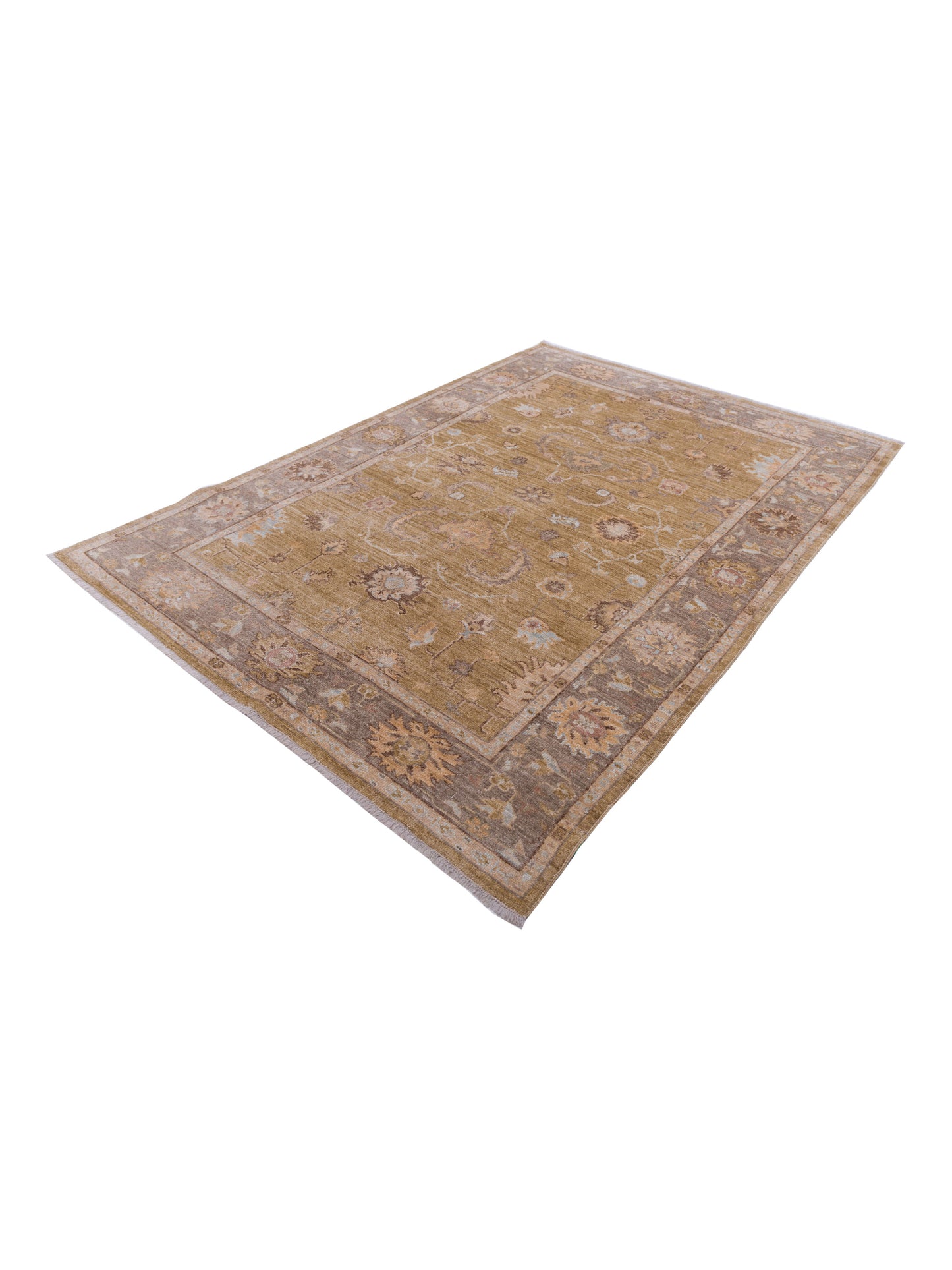 Angora Oushak 125824 Gold Brown 5.11x8.5 Hand Knotted Rug