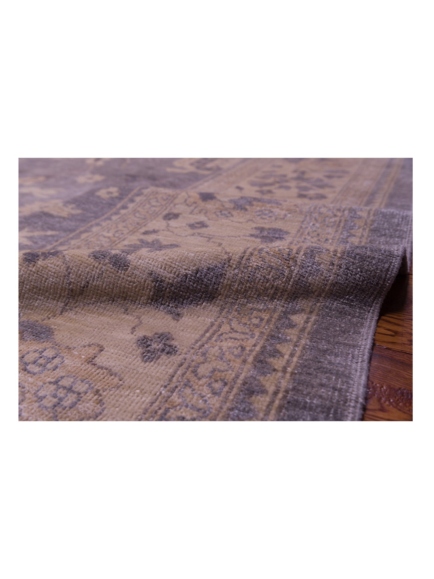 Anadol Oushak Nijat Gray Ivory 12x17.3 Hand Knotted Rug