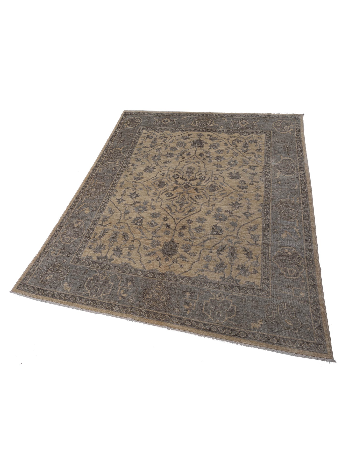 Anadol Oushak Sera Ivory Gray 7.10x9.11 Hand Knotted Rug