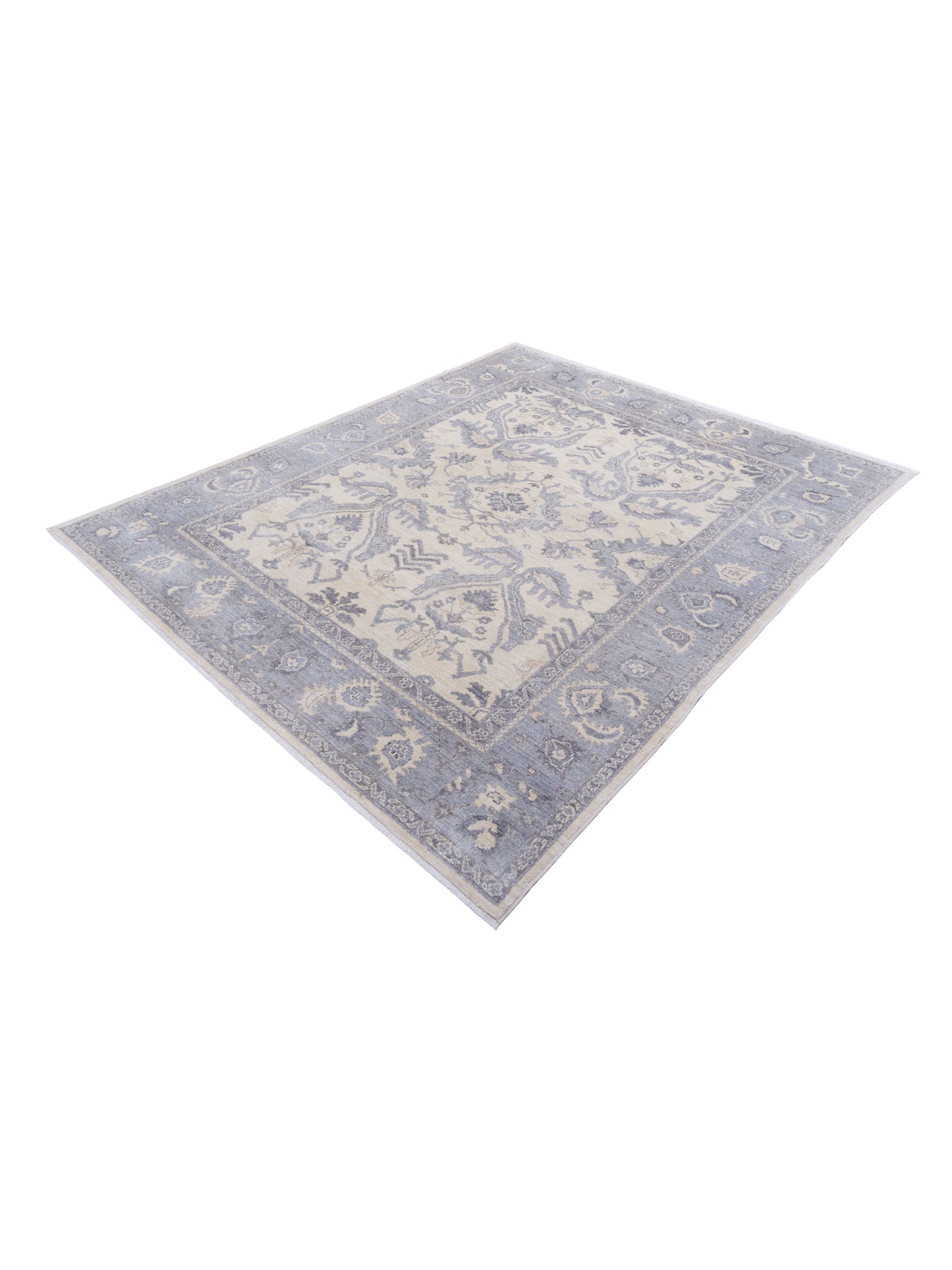 Anadol Oushak Hamid Ivory Gray 8.1x9.9 Hand Knotted Rug