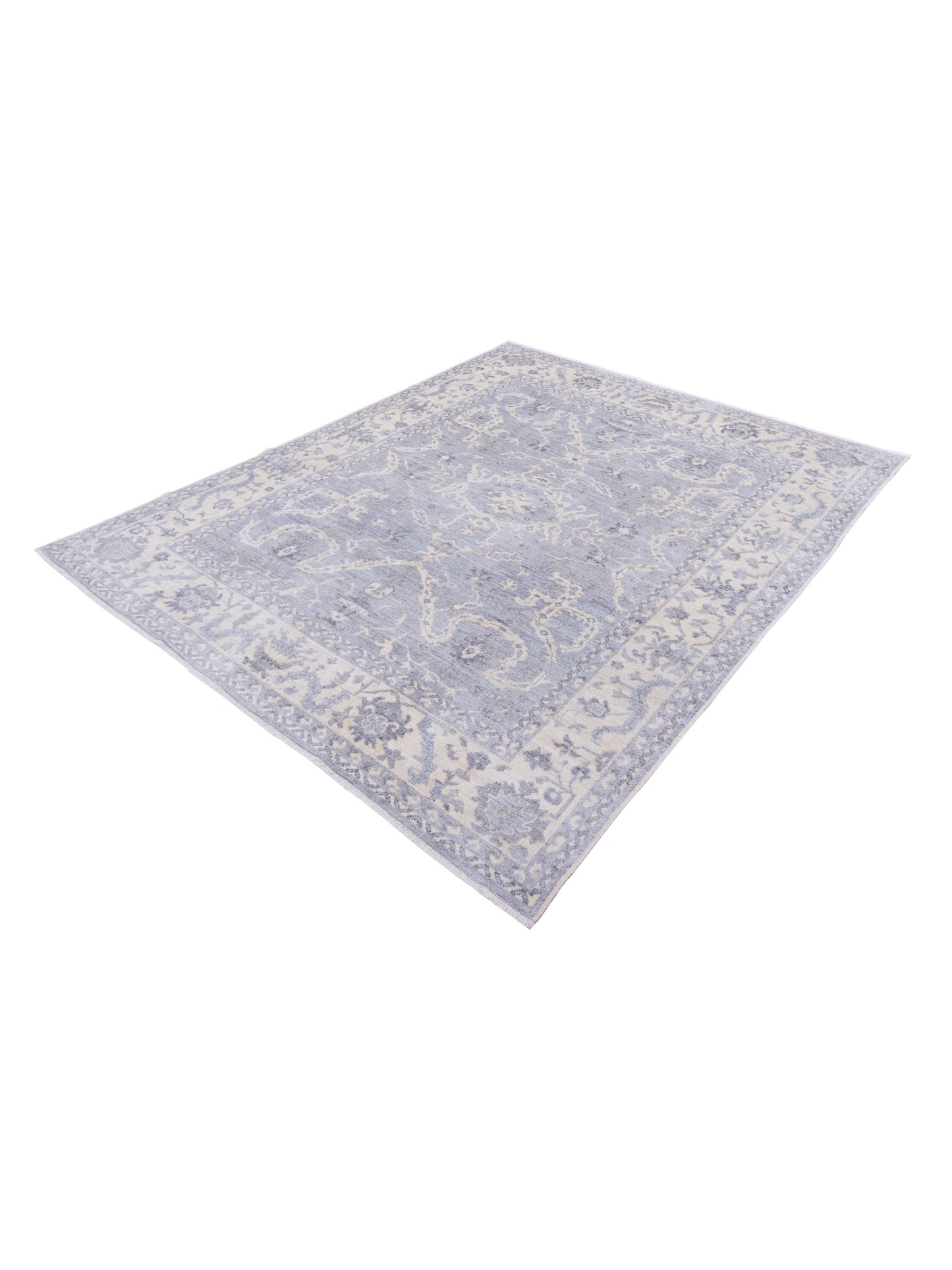 Anadol Oushak Ela Gray Ivory 7.11x99 Hand Knotted Rug