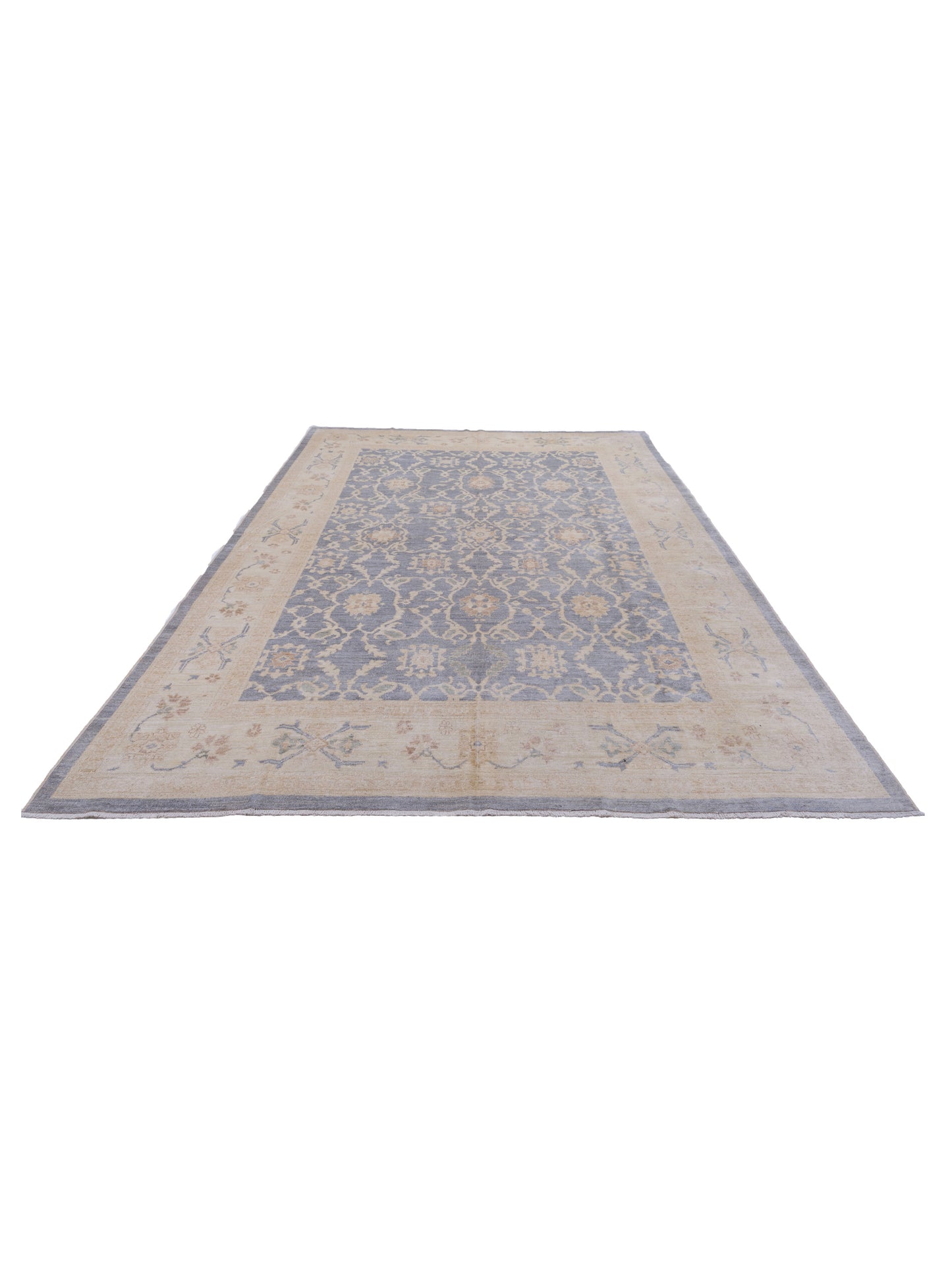 Anadol Oushak Sanjar Gray Ivory 9.11x13.5 Hand Knotted Rug