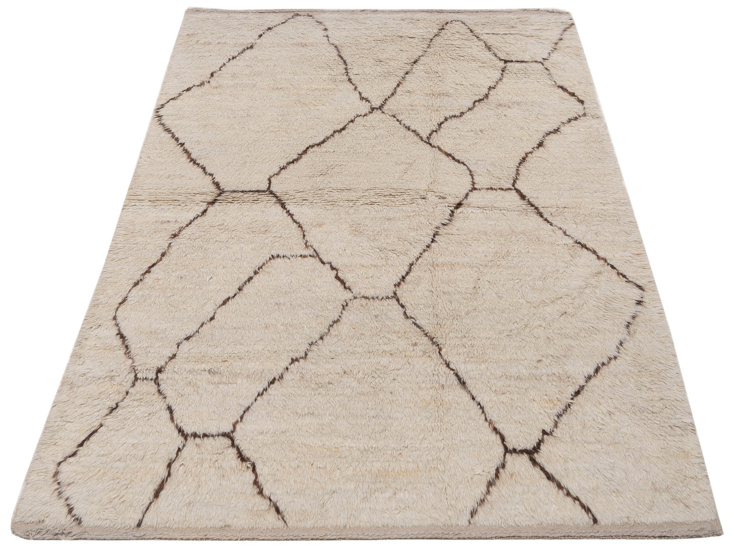 Berber Efes Ivory Brown 5.2x8.3 Hand Knotted Rug