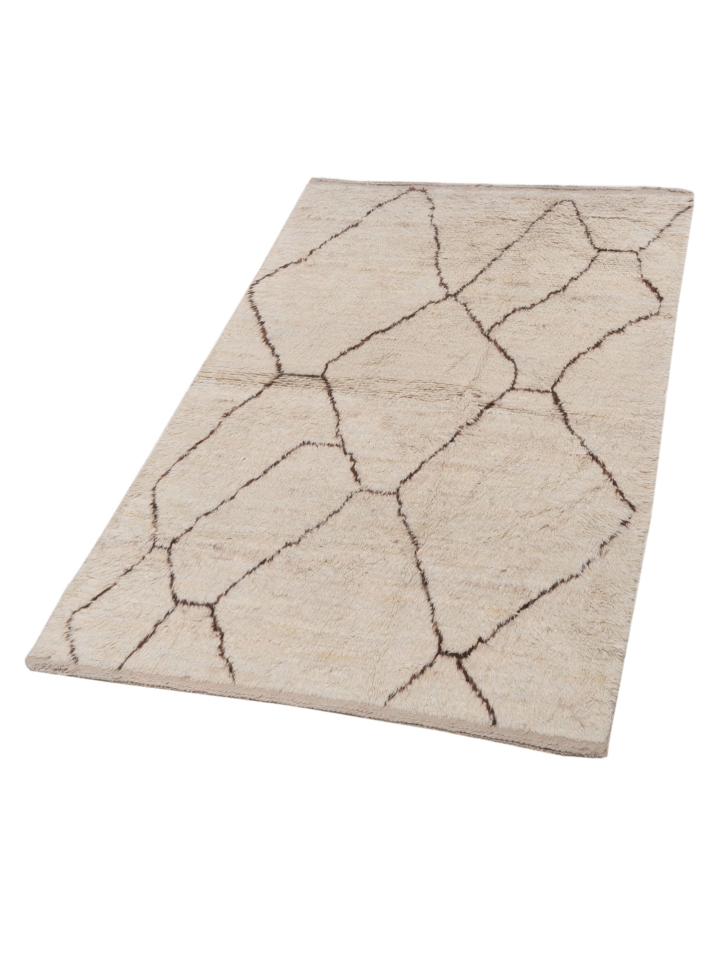 Berber Efes Ivory Brown 5.2x8.3 Hand Knotted Rug