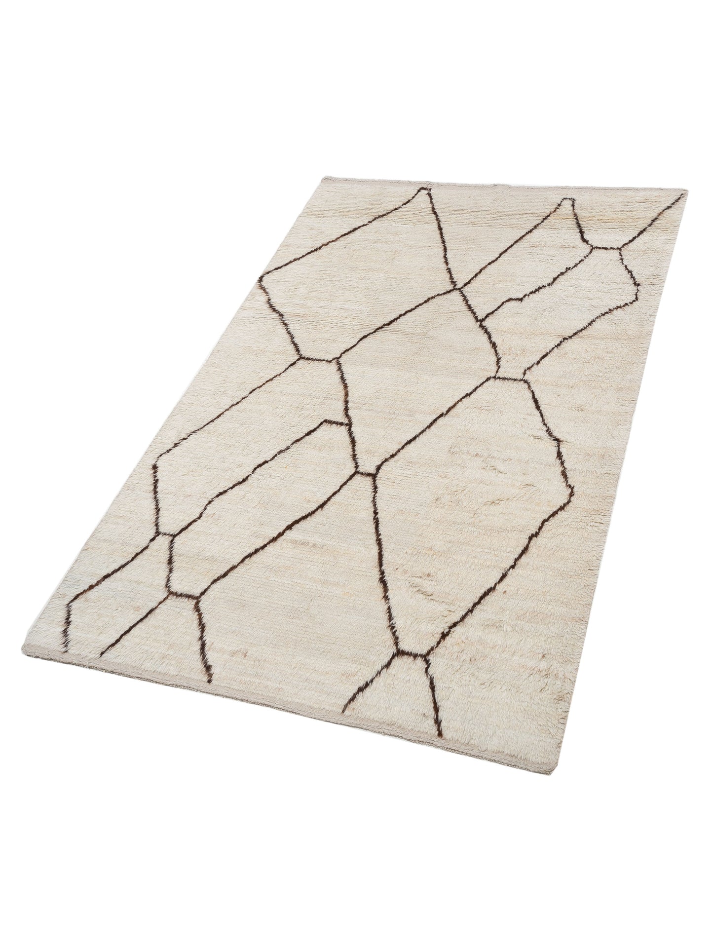 Berber Efes Ivory Dark Brown 6.3x9.8 Hand Knotted Rug