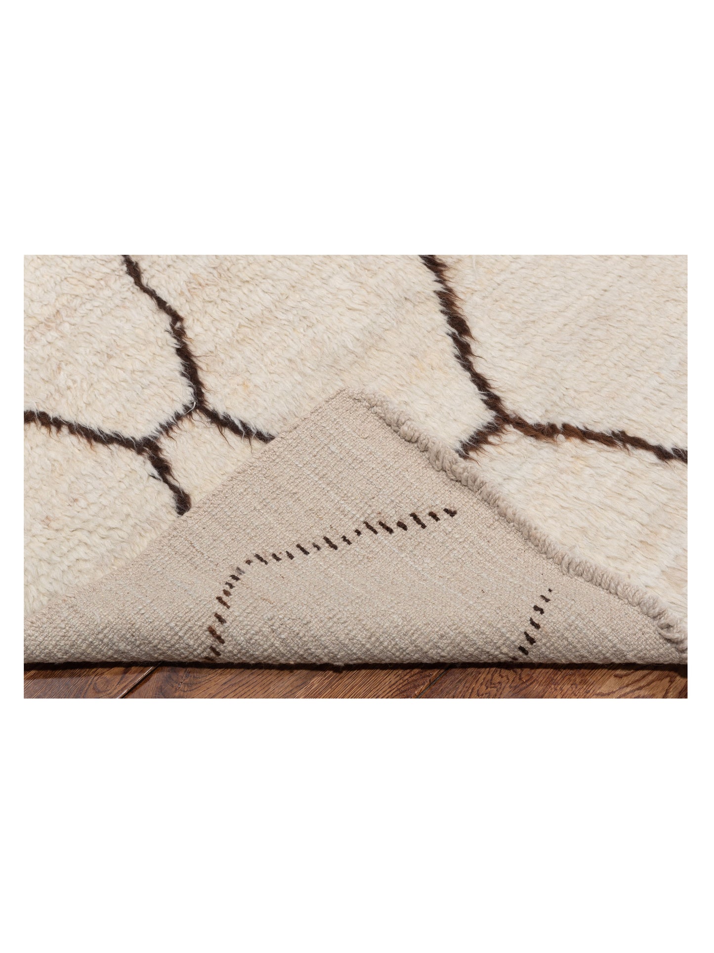 Berber Efes Ivory Dark Brown 6.3x9.8 Hand Knotted Rug