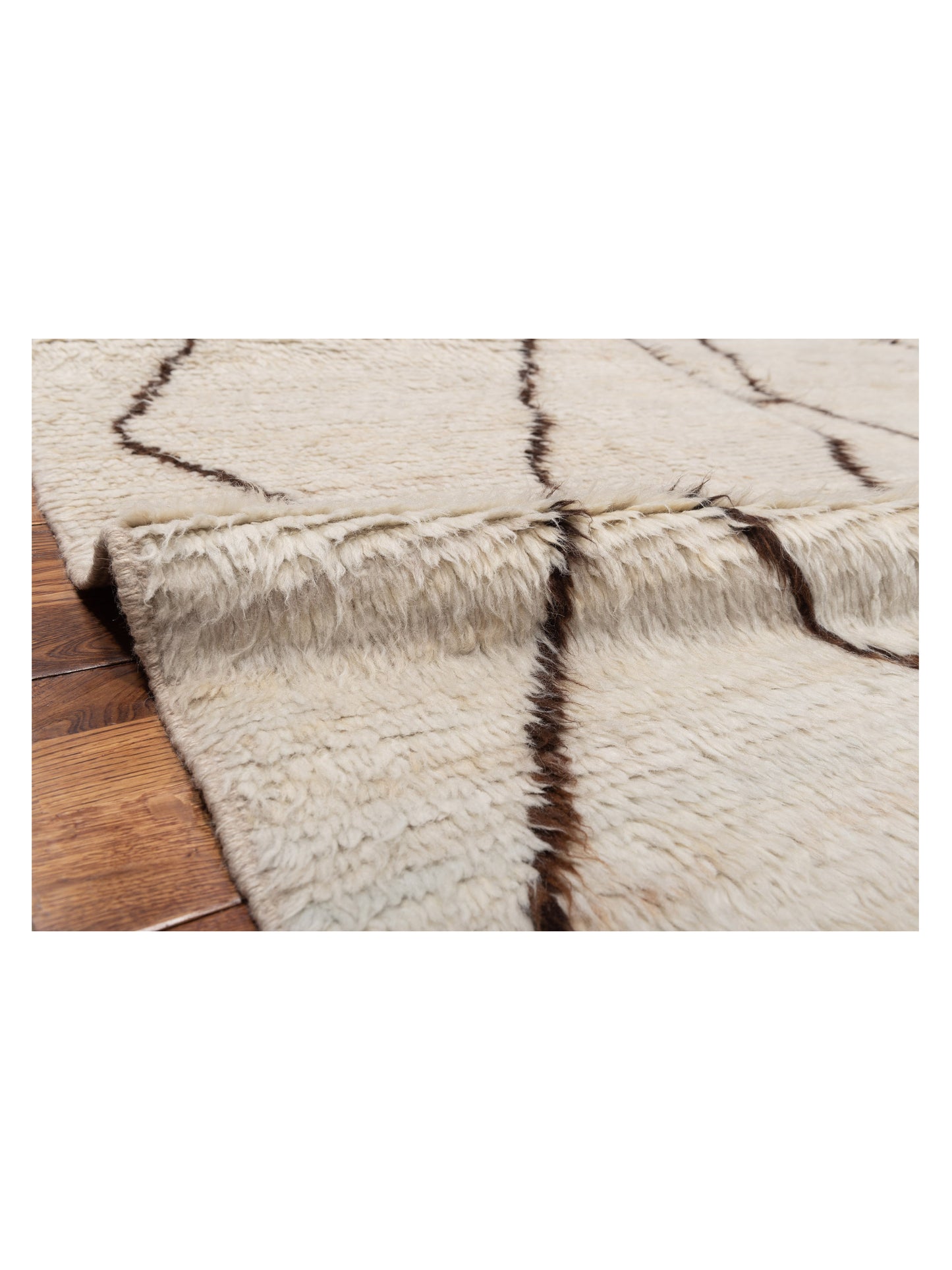 Berber Efes Ivory Dark Brown 6.3x9.8 Hand Knotted Rug