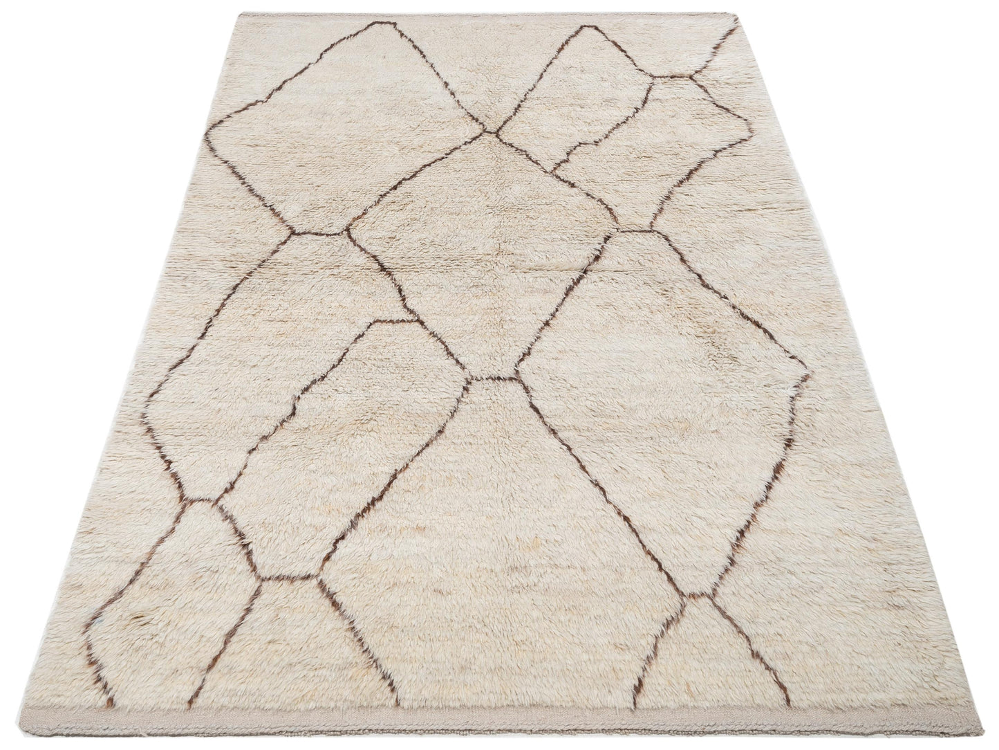Berber Efes Ivory Brown 6.2x8.10 Hand Knotted Rug