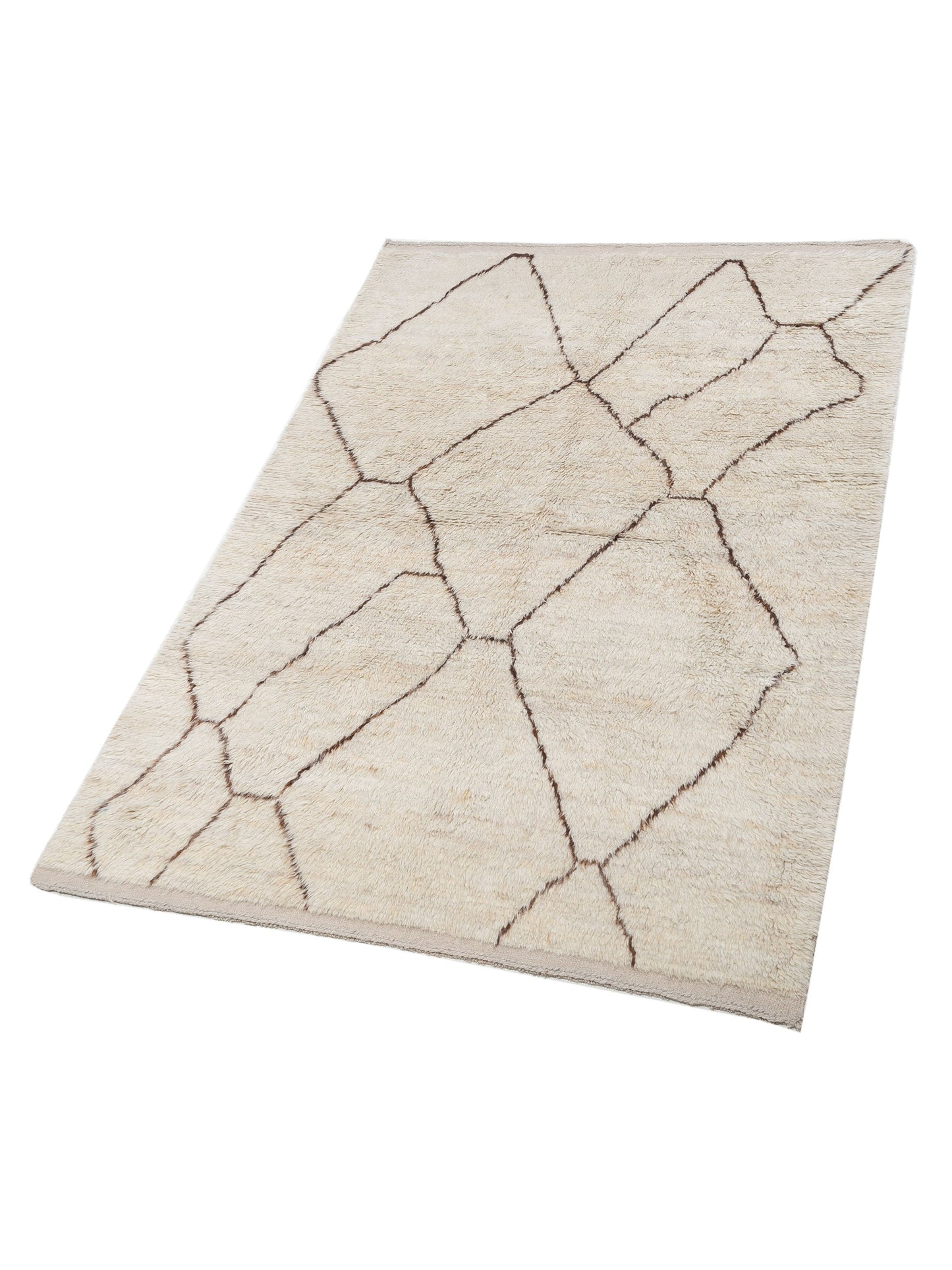 Berber Efes Ivory Brown 6.2x8.10 Hand Knotted Rug
