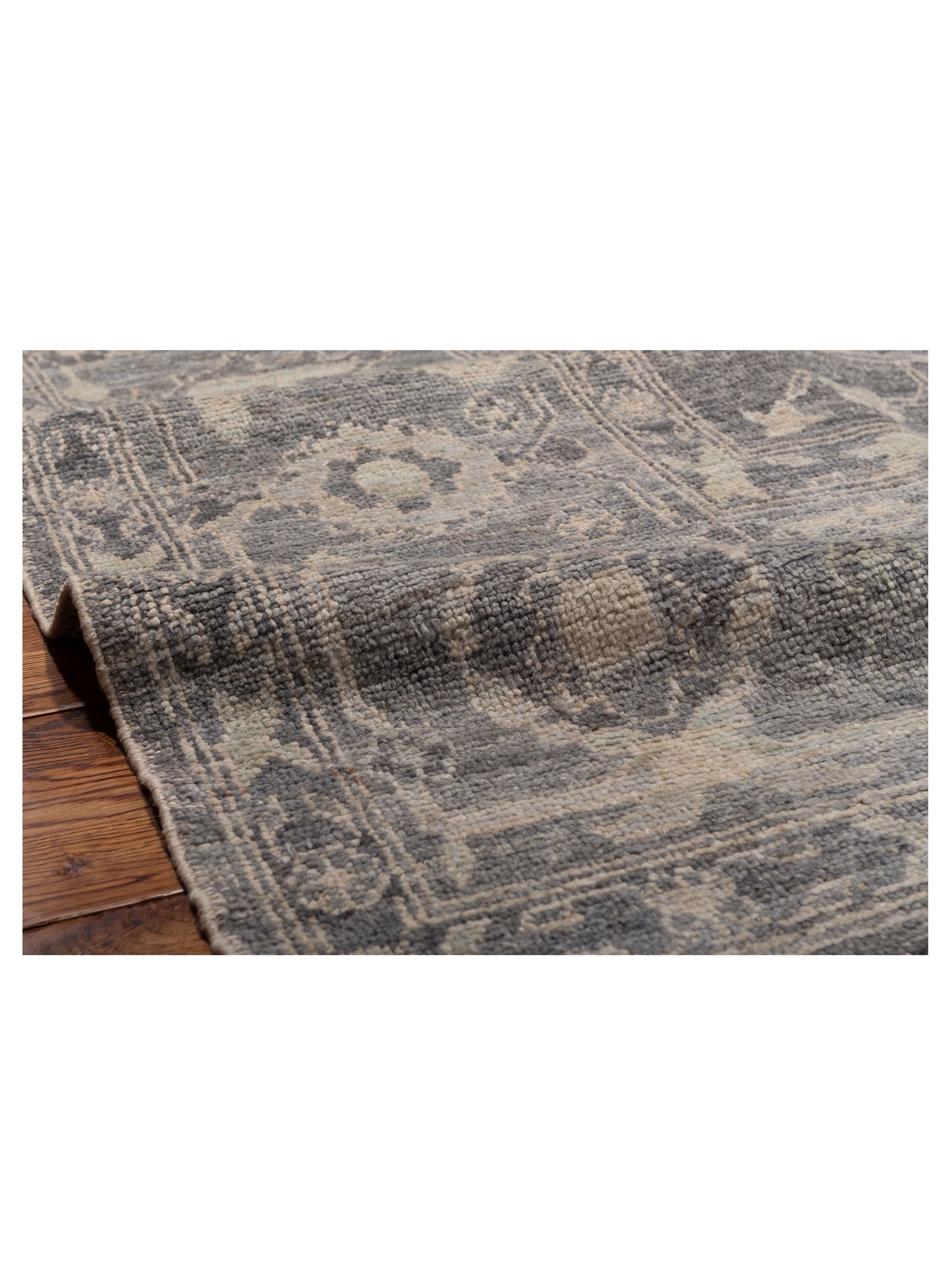 Angora Oushak 126257 Dark Gray Gray 12.1x17.9 Hand Knotted Rug