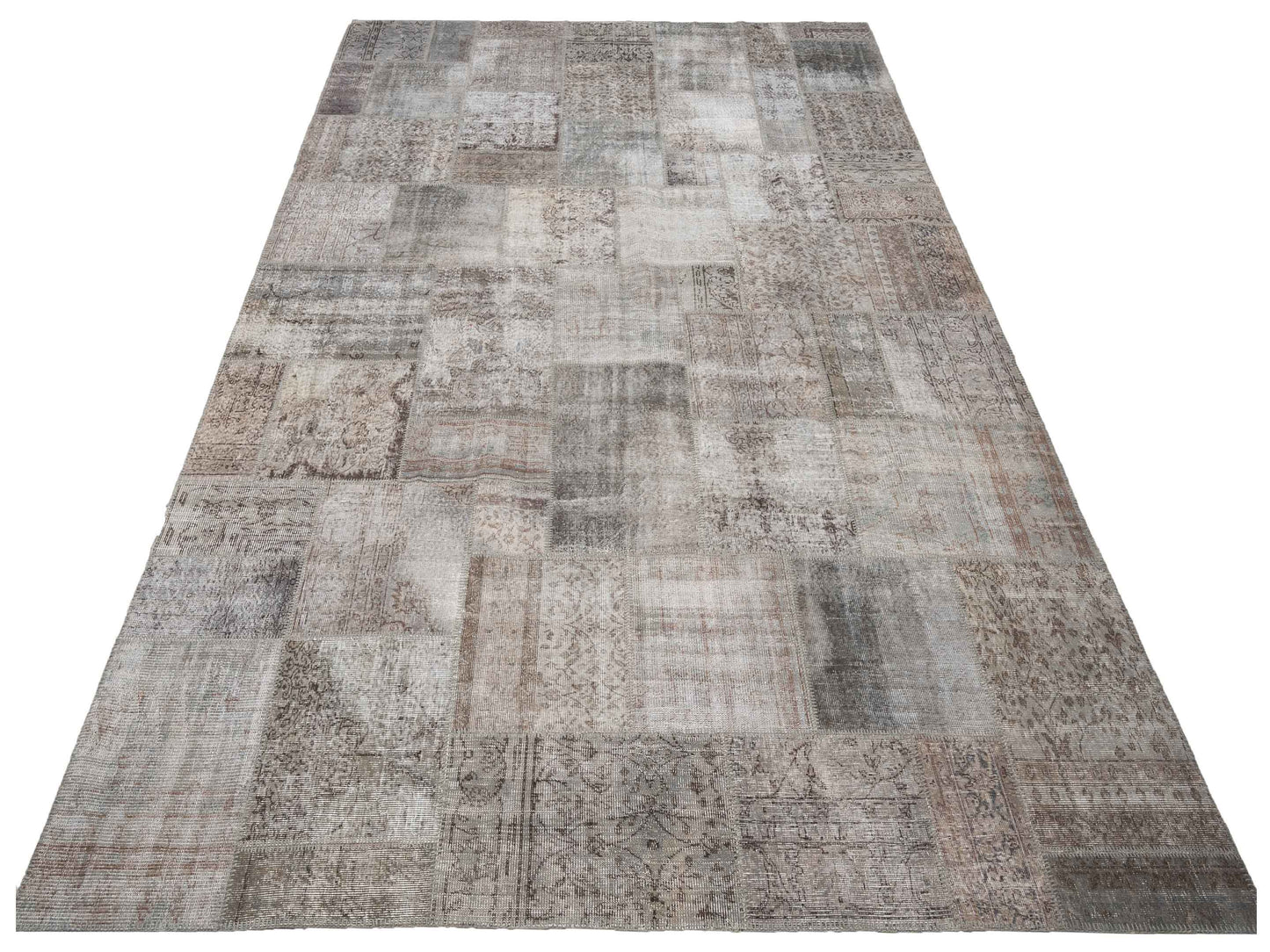 Turkish Vestige Patchwork 126446 Gray 10x14 Hand Knotted Rug