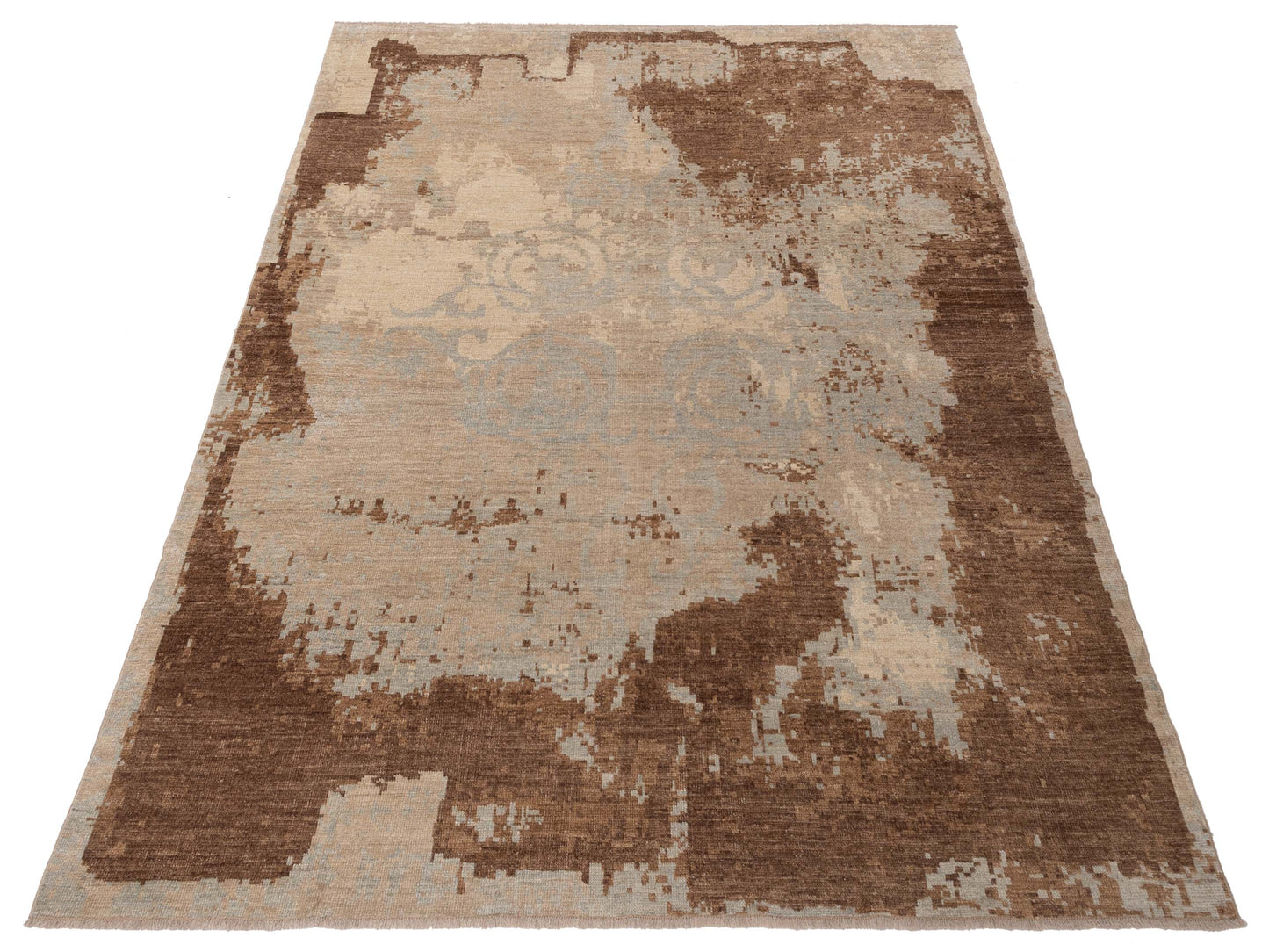 Angora Oushak 126691 Silver Brown 8x9.9 Hand Knotted Rug