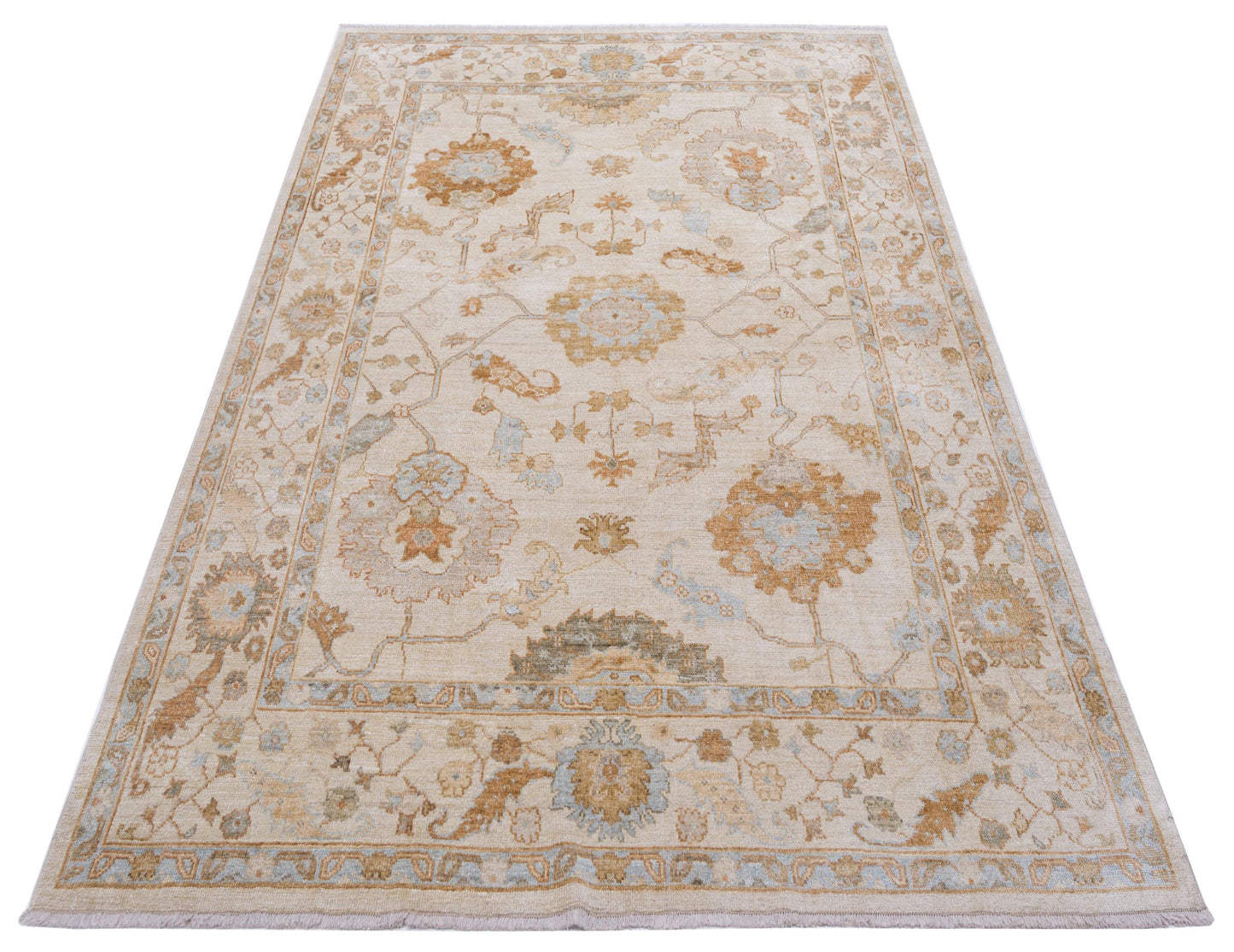 Angora Oushak 126710 Ivory Ivory 8x9.1 Hand Knotted Rug