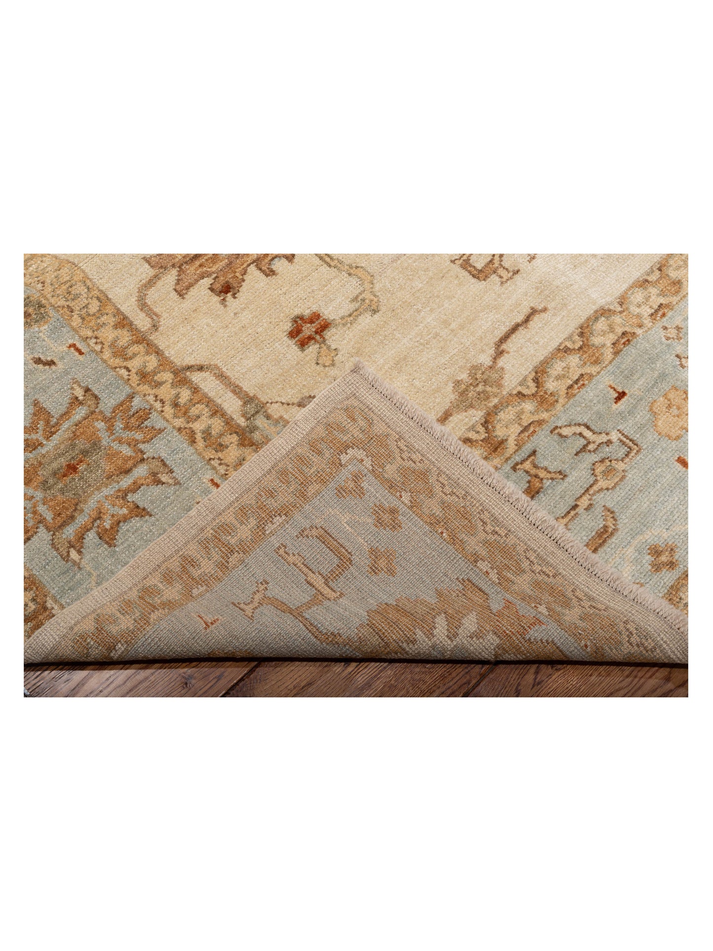 Angora Oushak 126711 Ivory Ice Blue 8x9.10 Hand Knotted Rug
