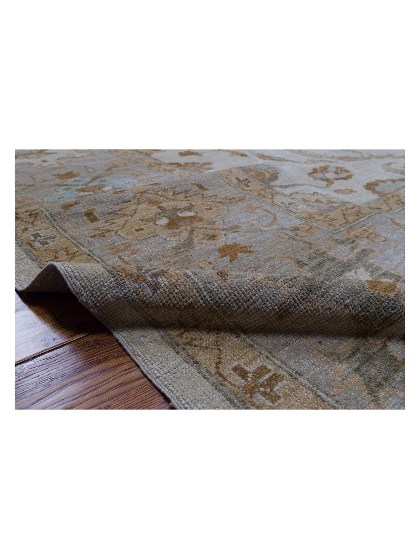 Angora Oushak 126721 Ivory Silver 13.11x16.3 Hand Knotted Rug