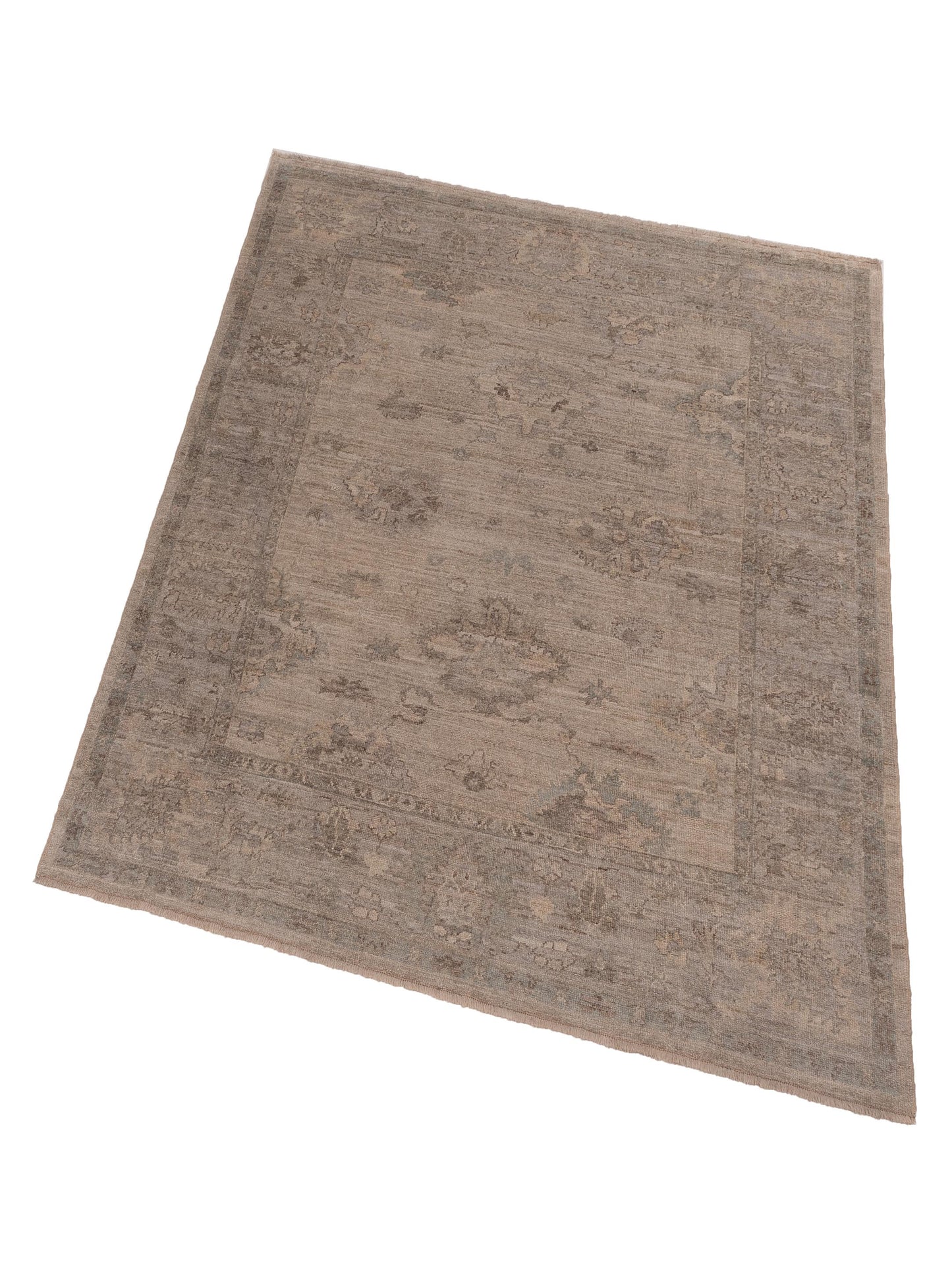 Angora Oushak 126758 Ivory Light Gray 8x9.3 Hand Knotted Rug