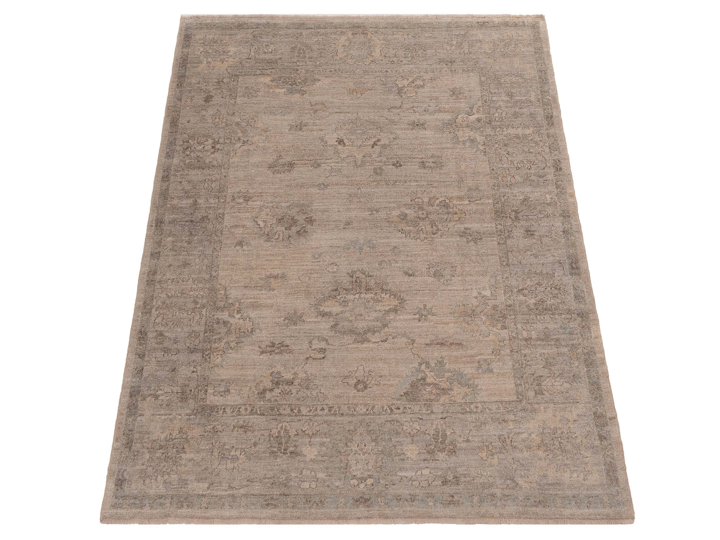 Angora Oushak 126758 Ivory Light Gray 8x9.3 Hand Knotted Rug