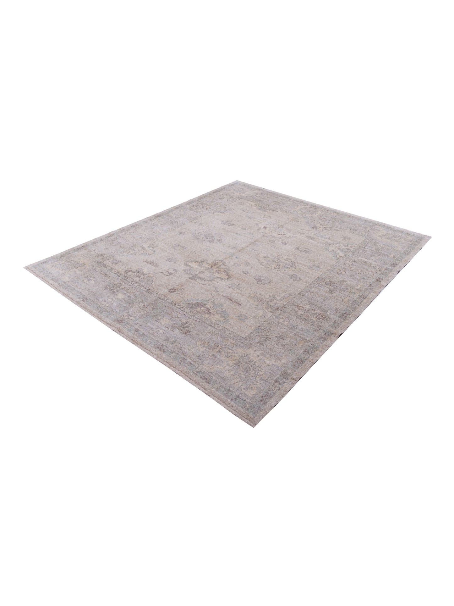 Angora Oushak 126758 Ivory Light Gray 8x9.3 Hand Knotted Rug