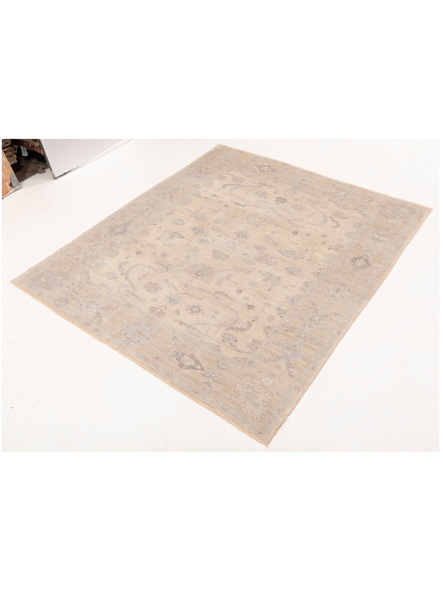 Angora Oushak 126764 Beige Gold 8x9.4 Hand Knotted Rug
